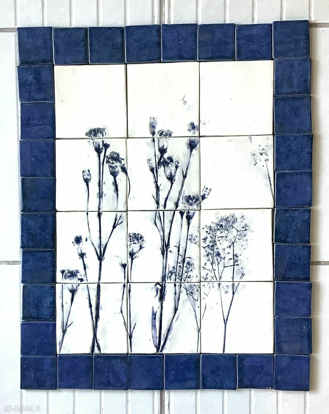 Zestaw kafli „Delft” - ceramiczny panel ścienny w niebiesko-białym stylu