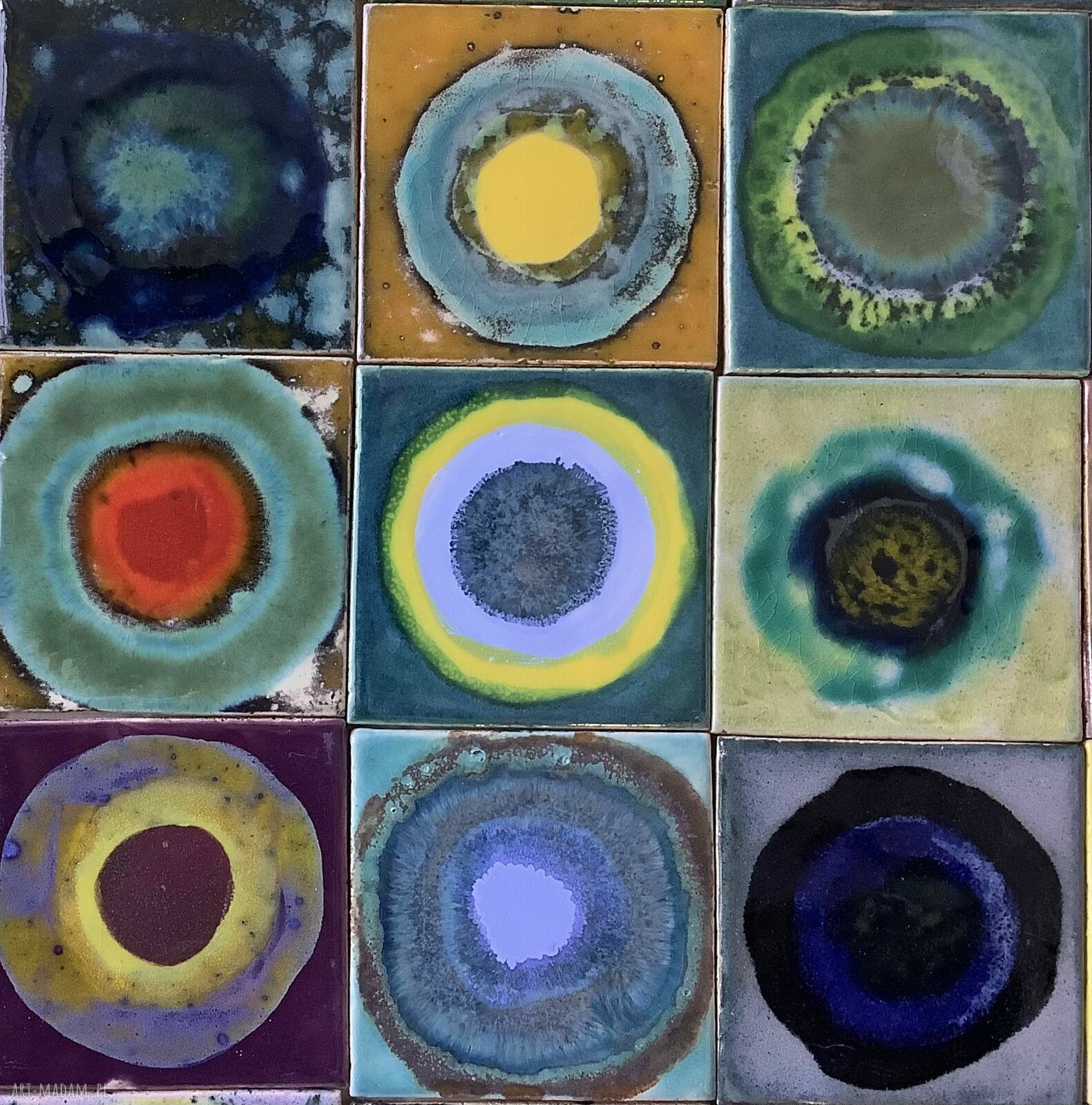 Ręcznie wykonany zestaw kafli ceramicznych "Rozmyślając o Fangorze" - na ścianę 60x70 cm