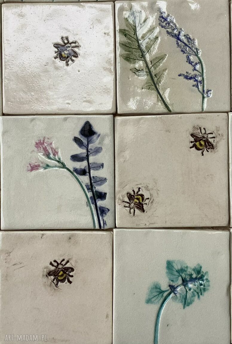Kwietny zestaw kafli - ceramiczny panel ozdobny