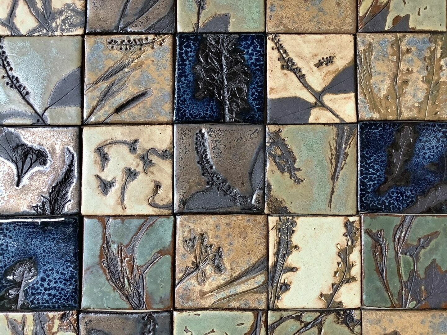 Kafle ceramiczne Spacer nocą II - ręcznie robiony zestaw 25 płytek