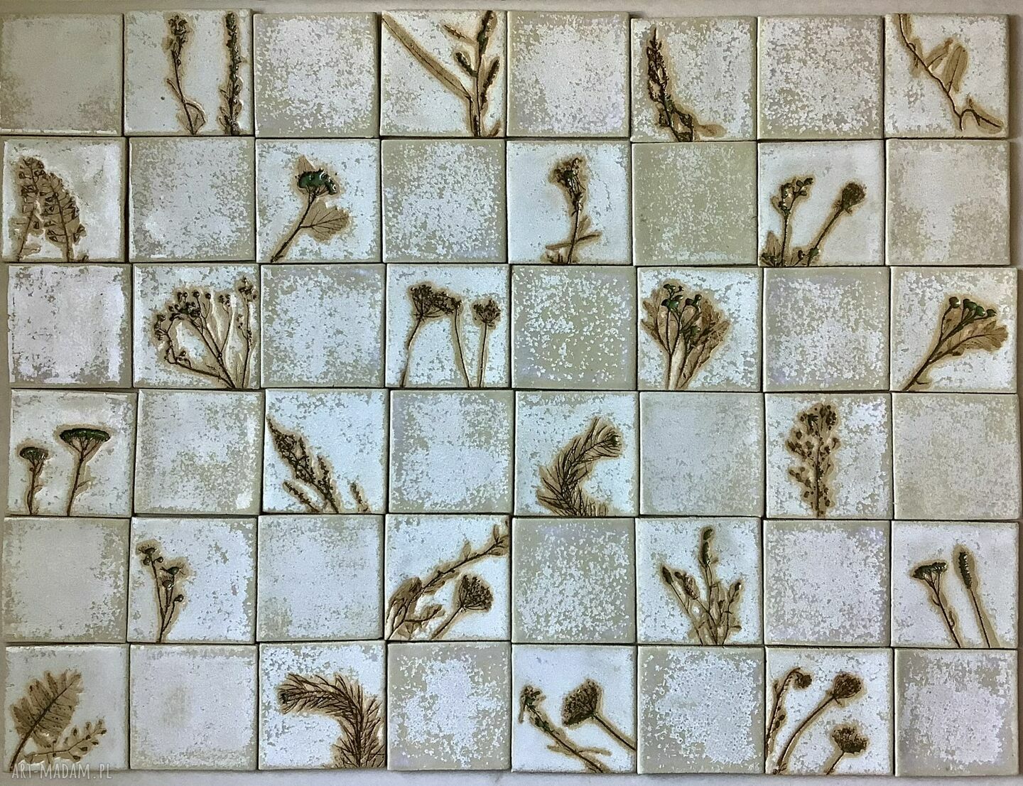 Zestaw kafli ceramicznych „Porcelanowe kwiaty II” - panel ścienny 48 sztuk