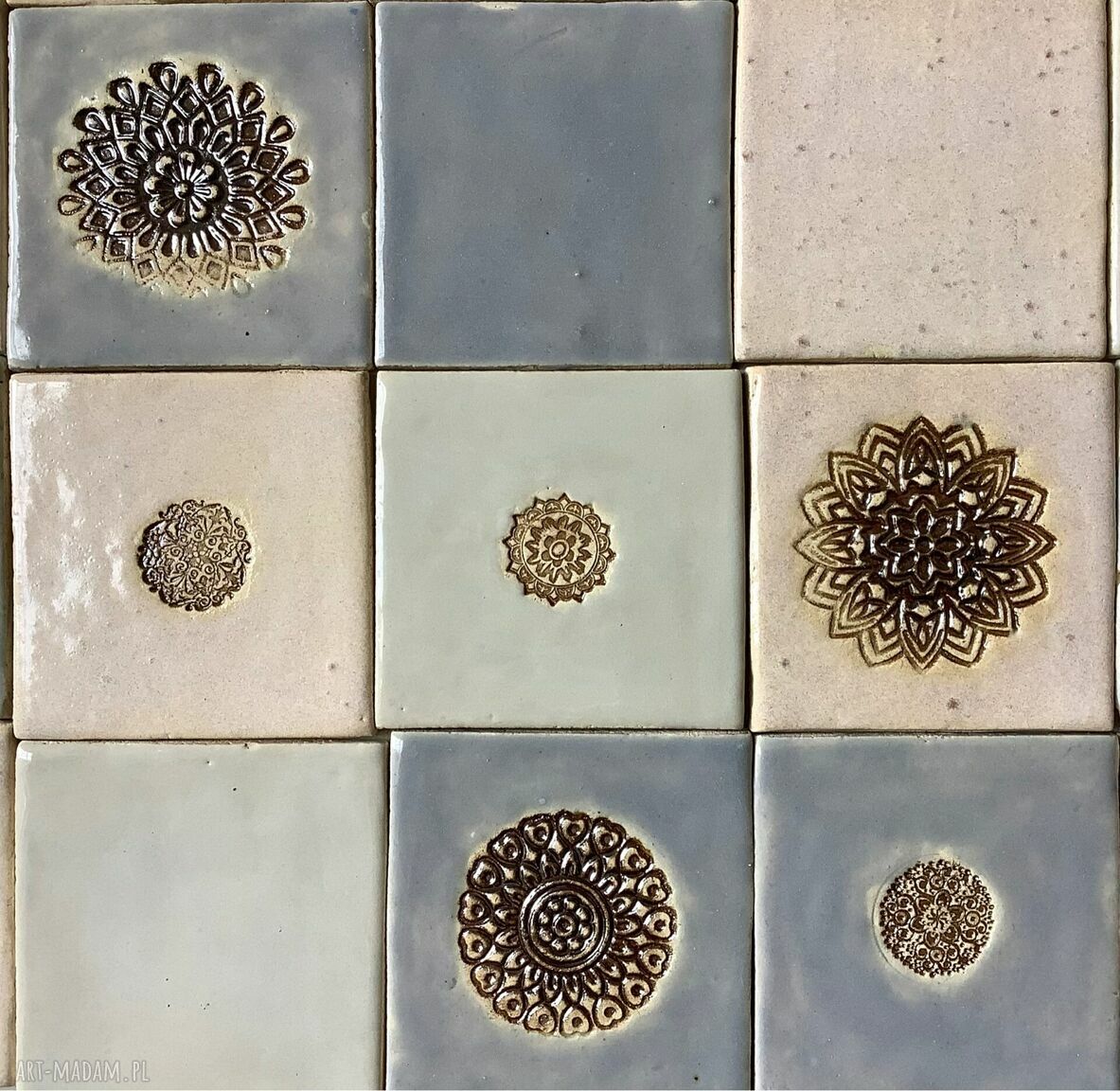 Zestaw kafli ceramicznych Mandala - ręcznie robiony panel ścienny