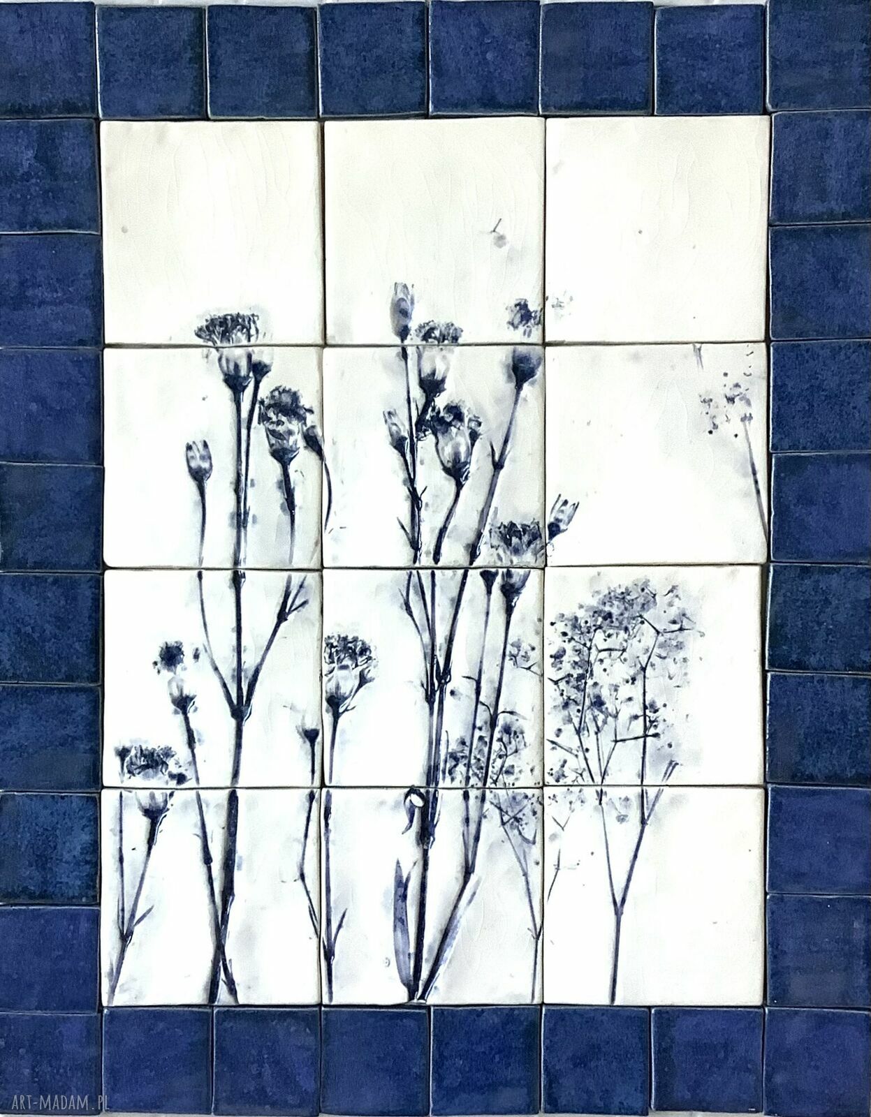 Zestaw kafli „Delft” - ceramiczny panel ścienny w niebiesko-białym stylu