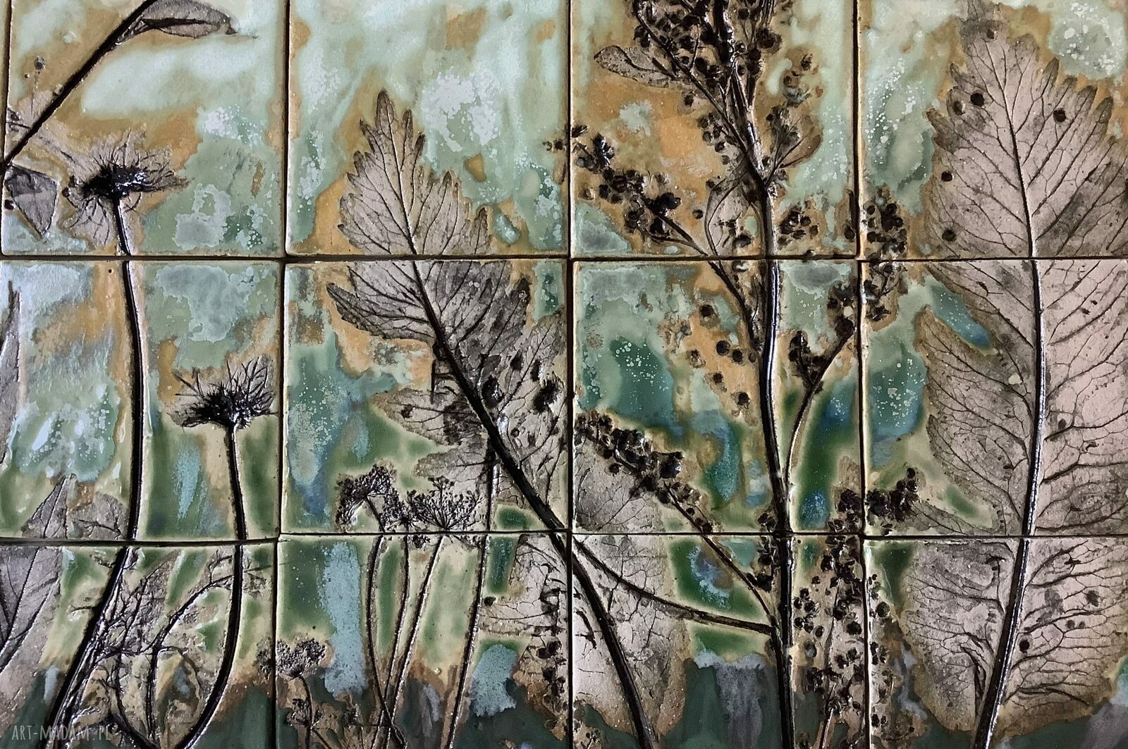 Zestaw kafli Lato III - panel roślinny z ceramiki