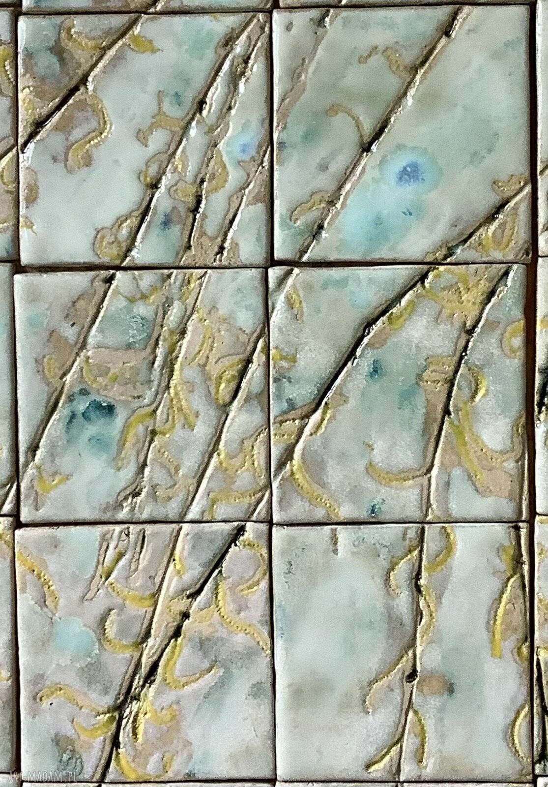 Zestaw kafli „Wierzba” - dekoracja ścienna z ceramiki handmade (60 x 50 cm)
