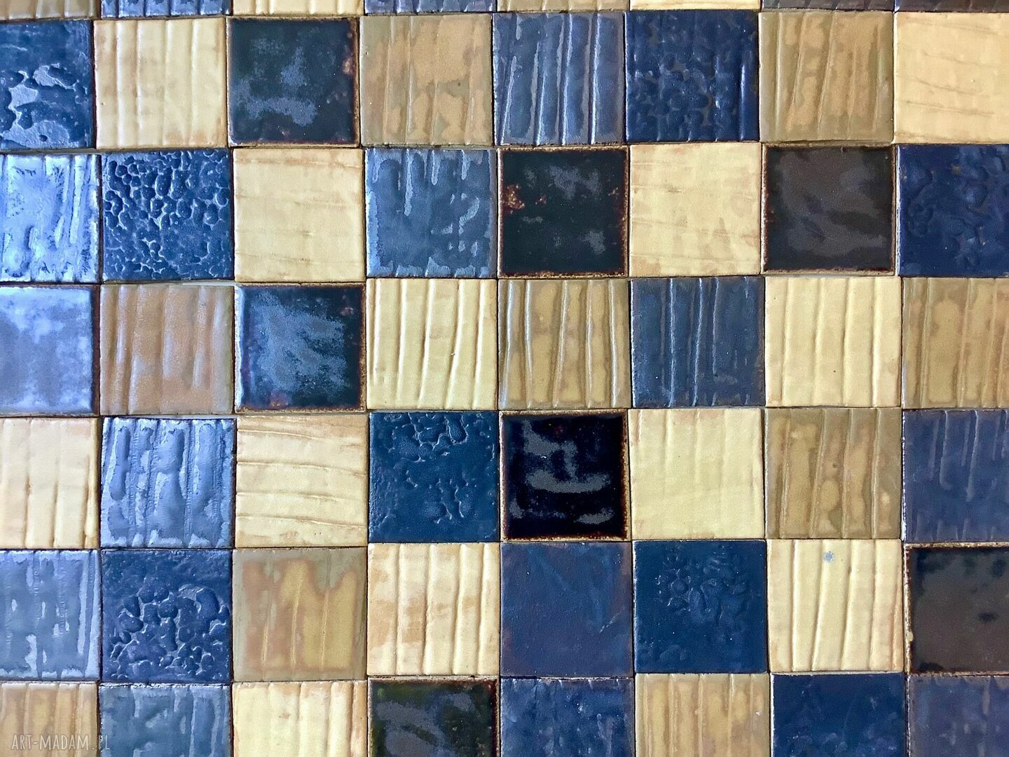 Zestaw kafli ceramicznych - panel ścienny z ręcznie robionych kafli