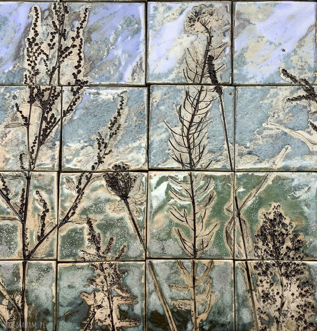 Ręcznie robione kafle ceramiczne „Lato V” - panel ścienny 47 x 47 cm
