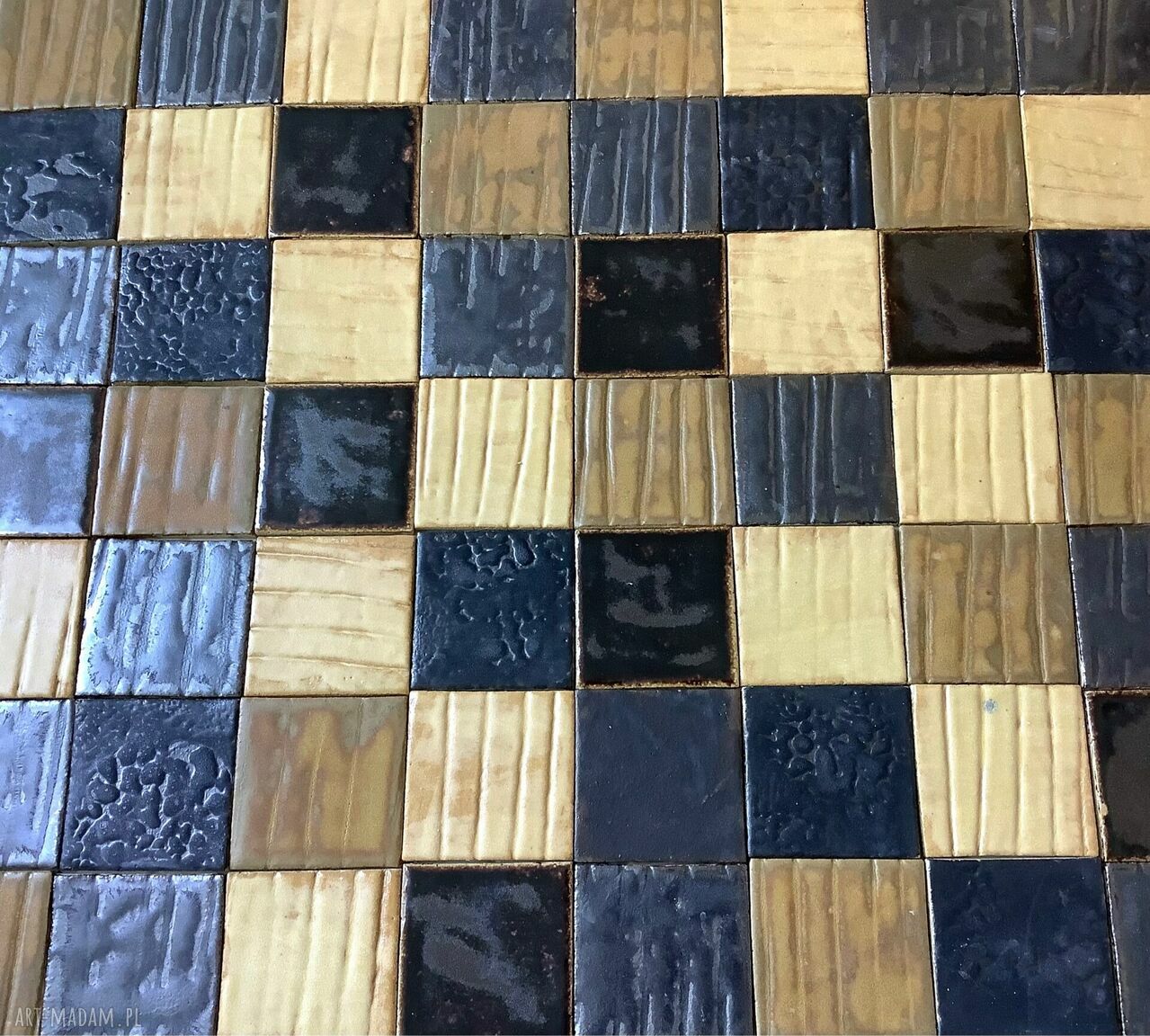 Zestaw kafli ceramicznych - panel ścienny z ręcznie robionych kafli