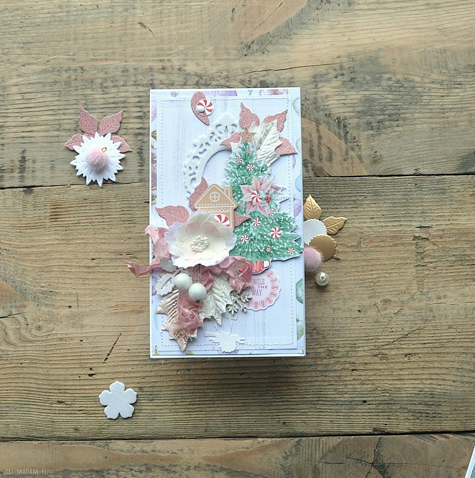Zestaw 2 kartek świątecznych na Boże Narodzenie - handmade scrapbooking