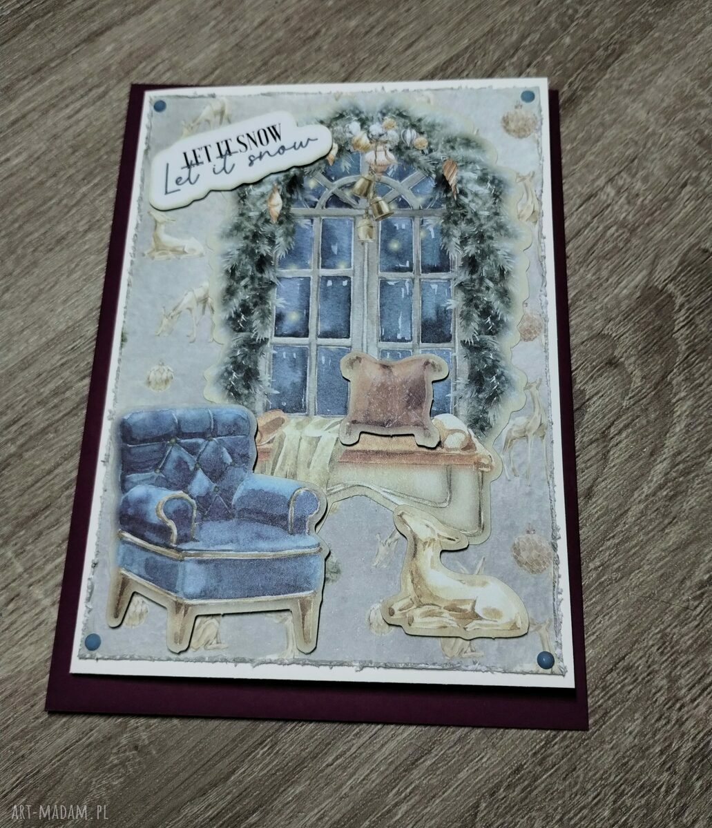 Zestaw 5 świątecznych kartek handmade na Boże Narodzenie