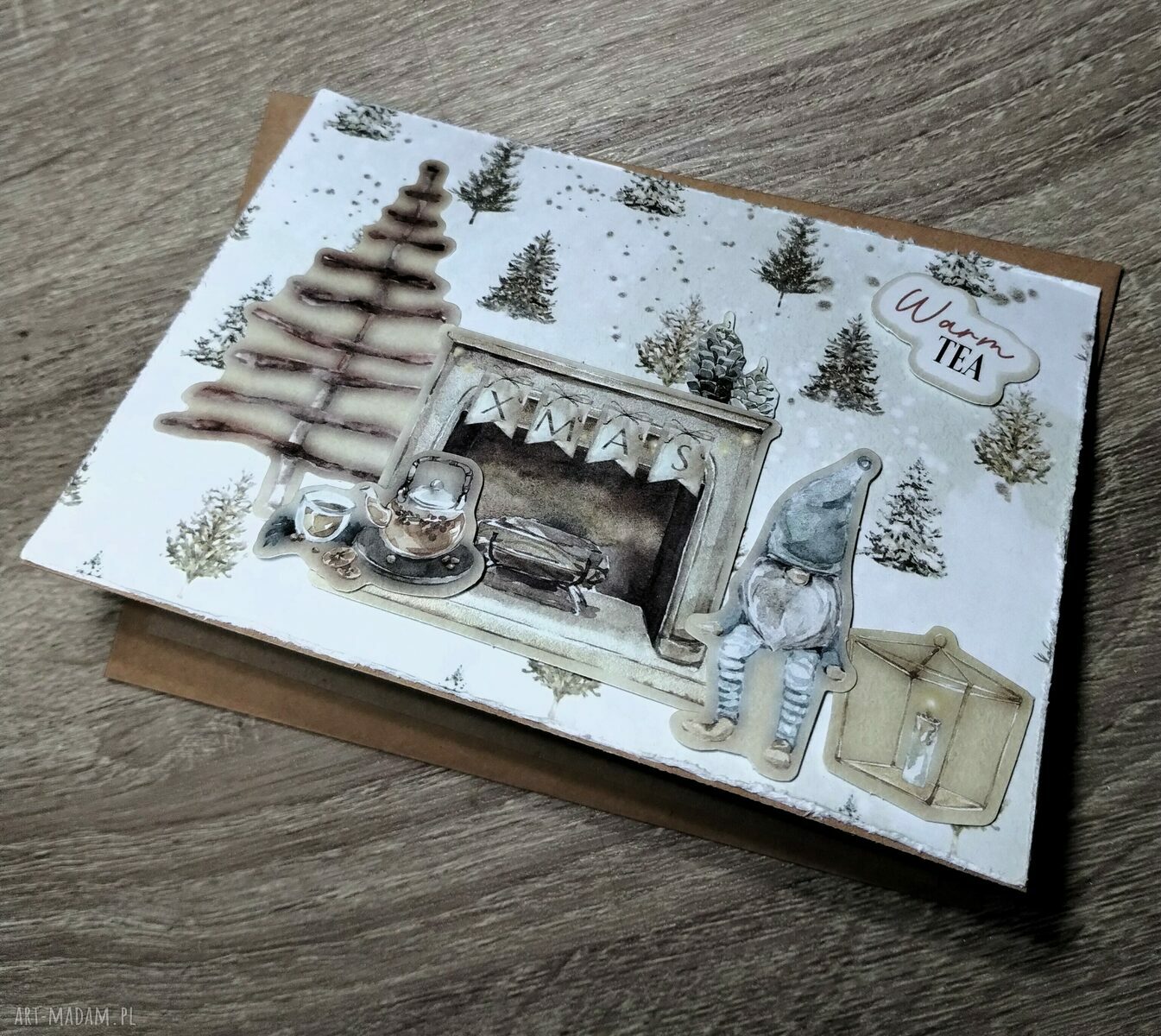 Zestaw 5 świątecznych kartek handmade na Boże Narodzenie