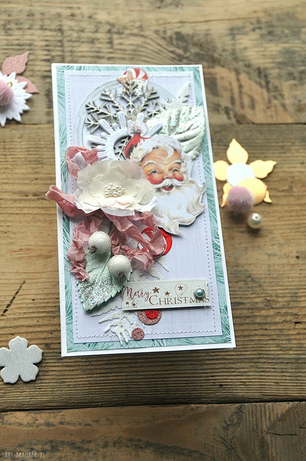 Zestaw 2 kartek świątecznych na Boże Narodzenie - handmade scrapbooking