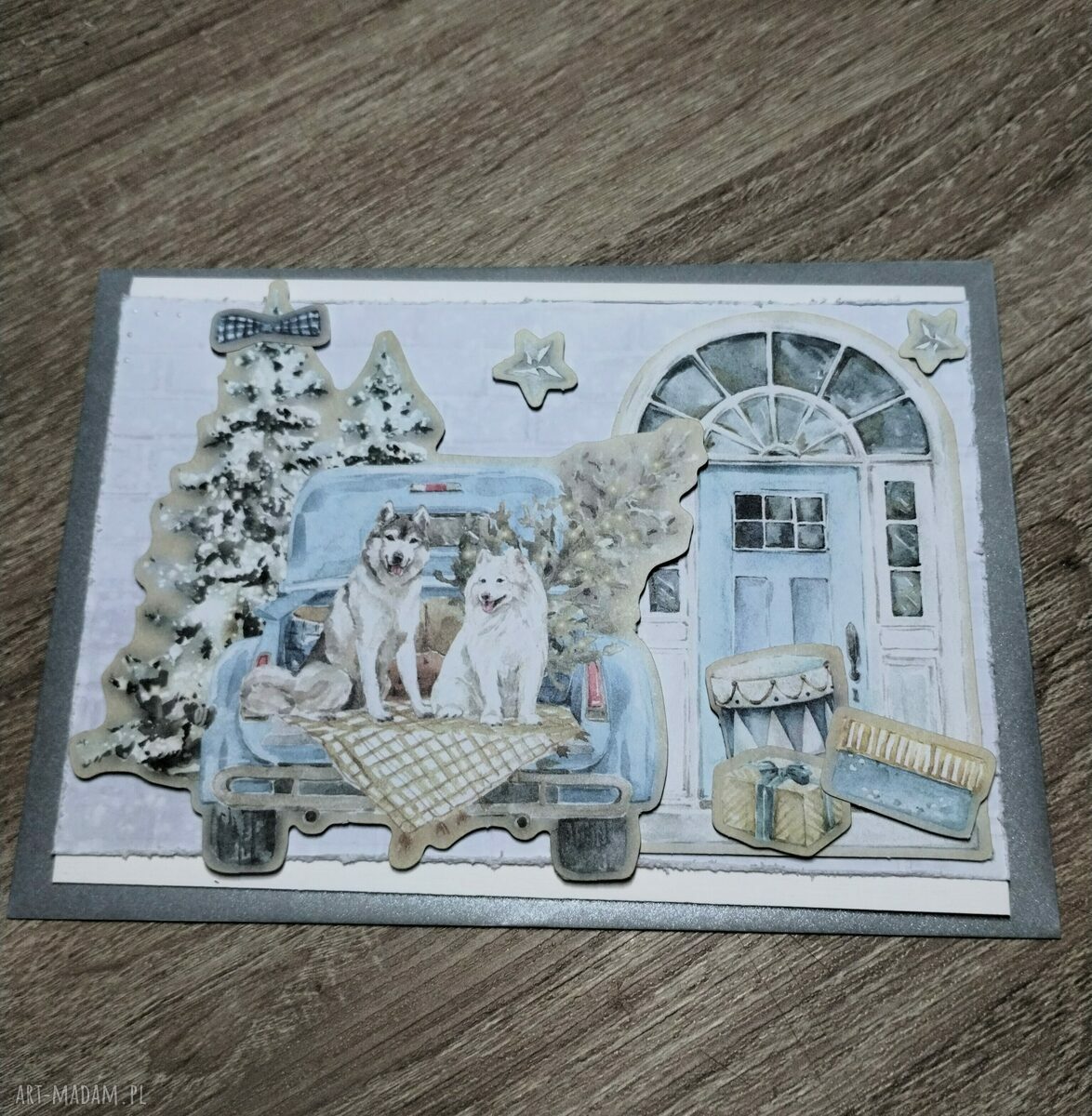 Zestaw 5 świątecznych kartek handmade na Boże Narodzenie