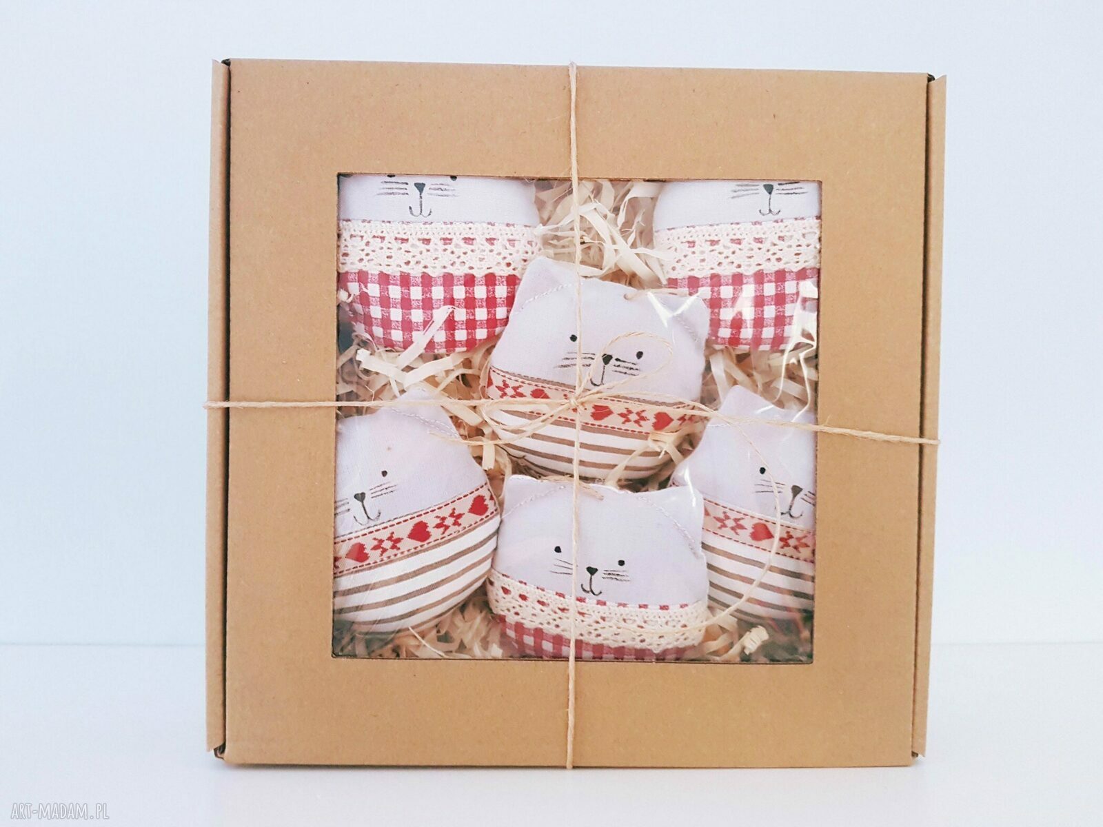 święta prezenty: zestaw kocich bombek 6 sztuk Handmade