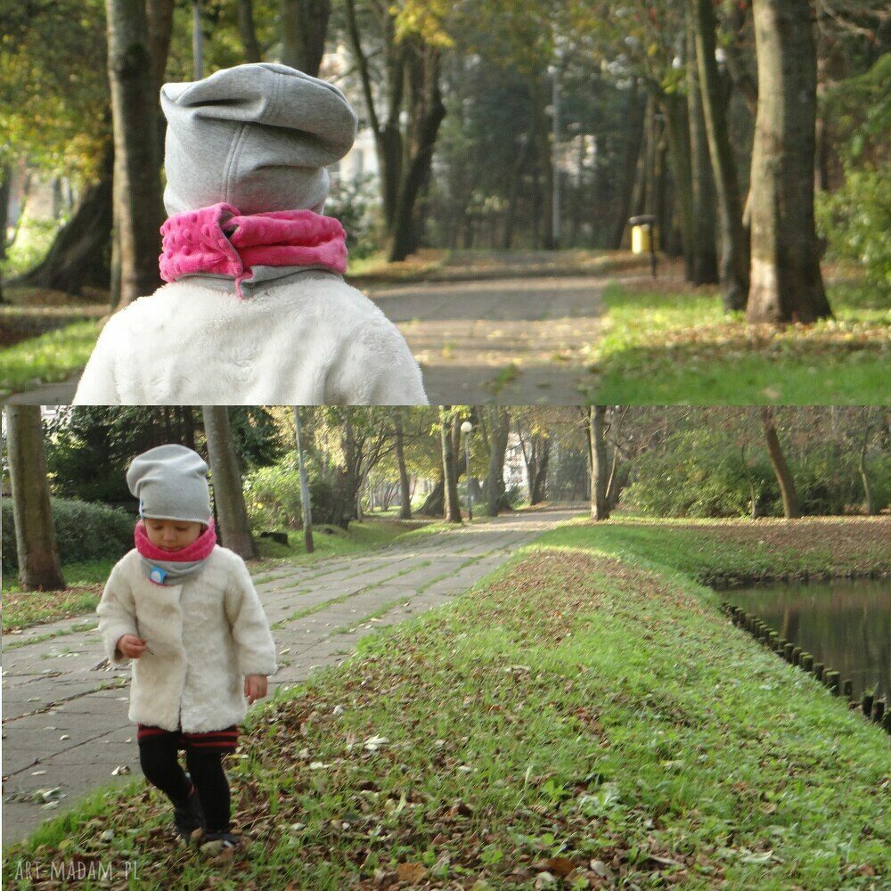 ZESTAW KOMIN CZAPKA minky dresówka