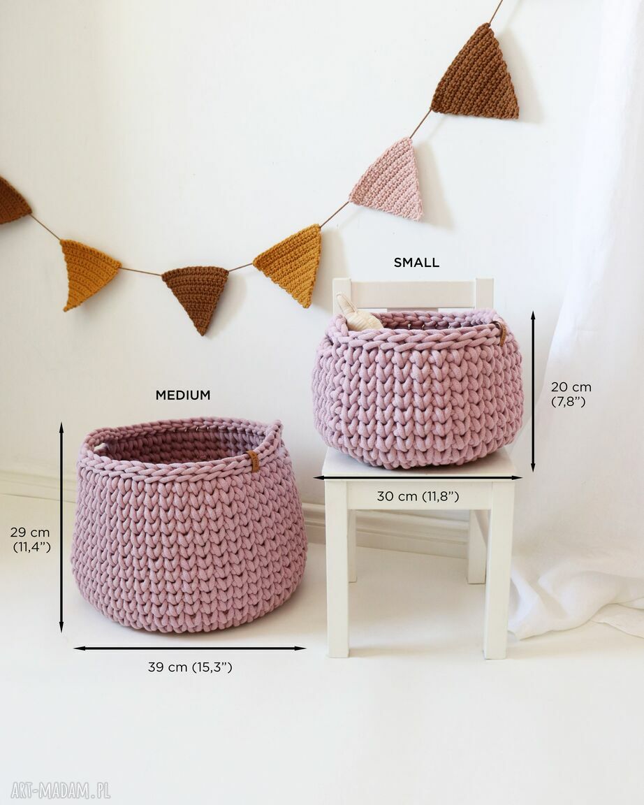 kosze: Zestaw koszy do przechowywania duży i mały. Ręcznie wykonane