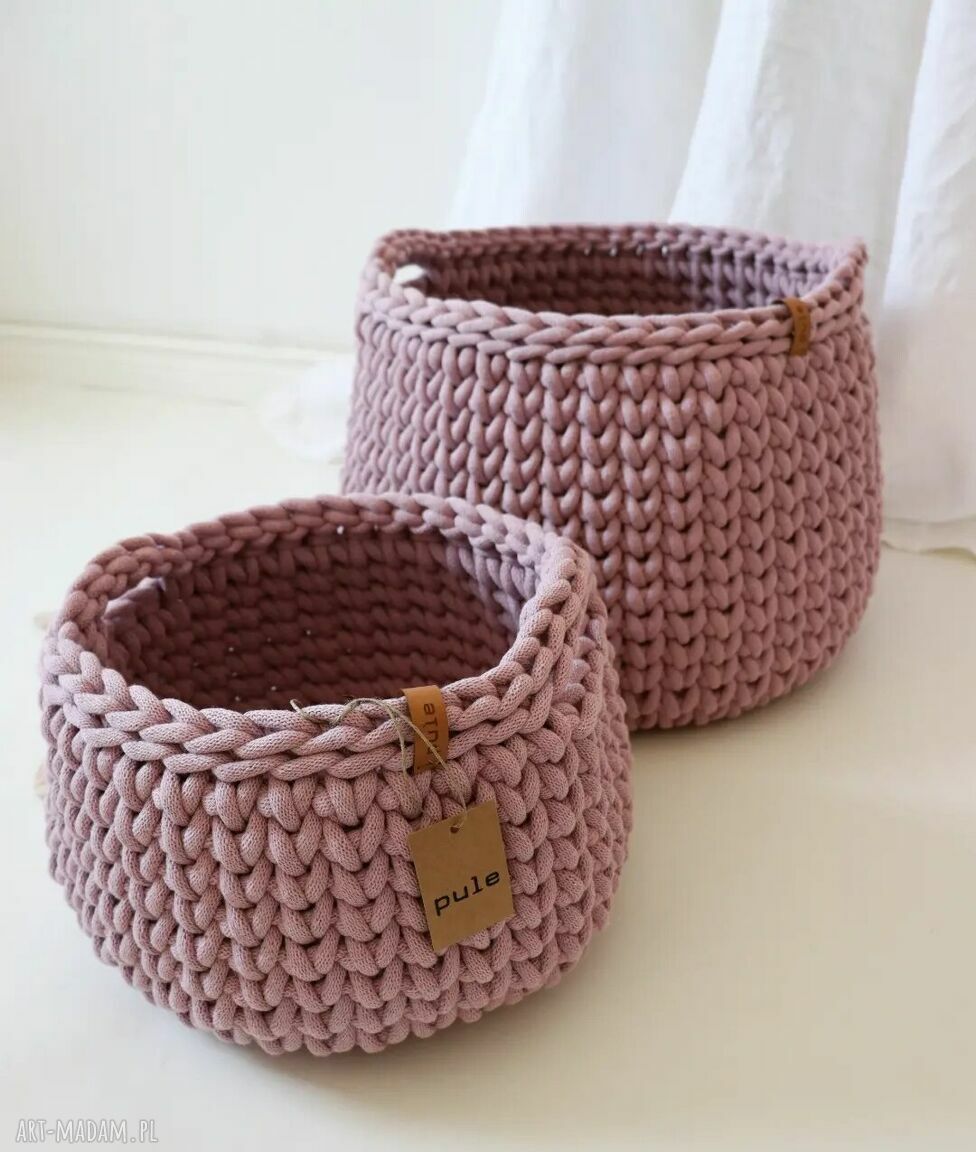 kosze: Zestaw koszy do przechowywania duży i mały. Ręcznie wykonane