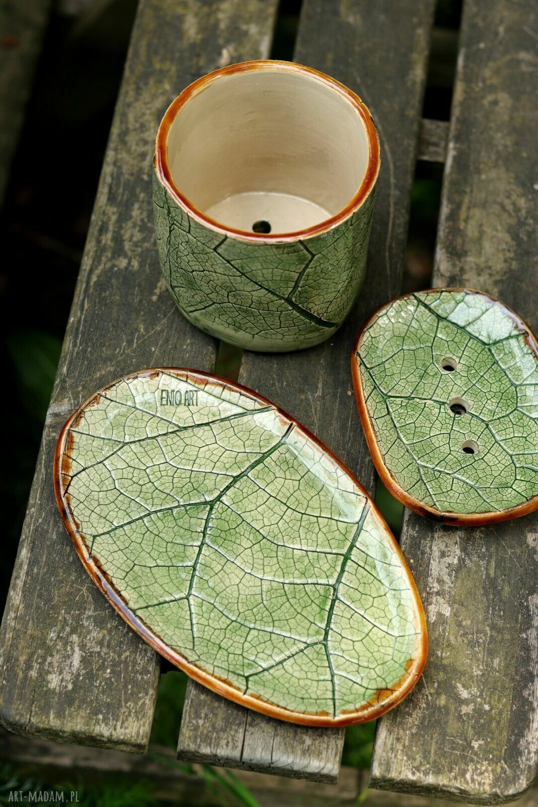 Ceramiczny zestaw łazienkowy Łopian - kubek na szczoteczki