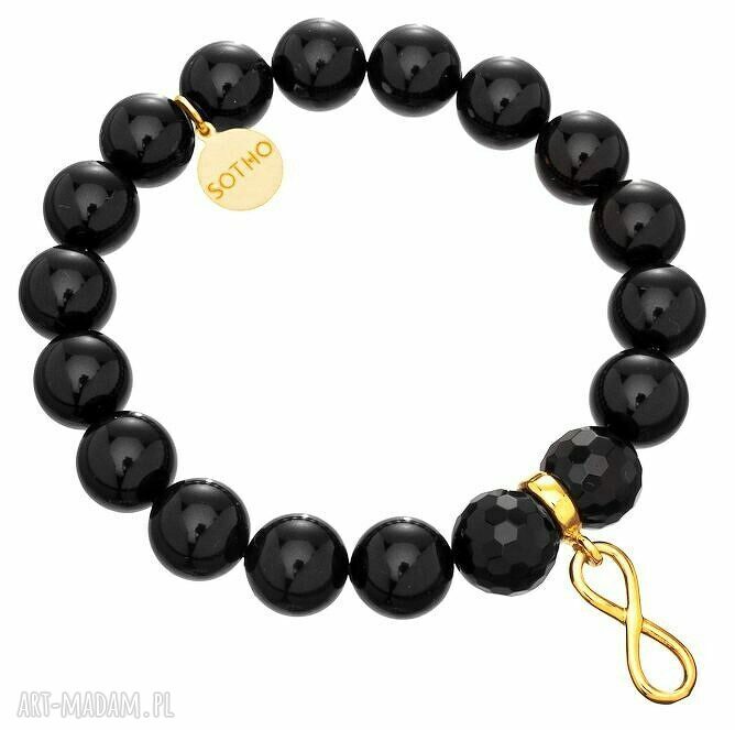 bransoletki: zestaw modowych bransoletek gold & black z turmalinem i chwostem komplet