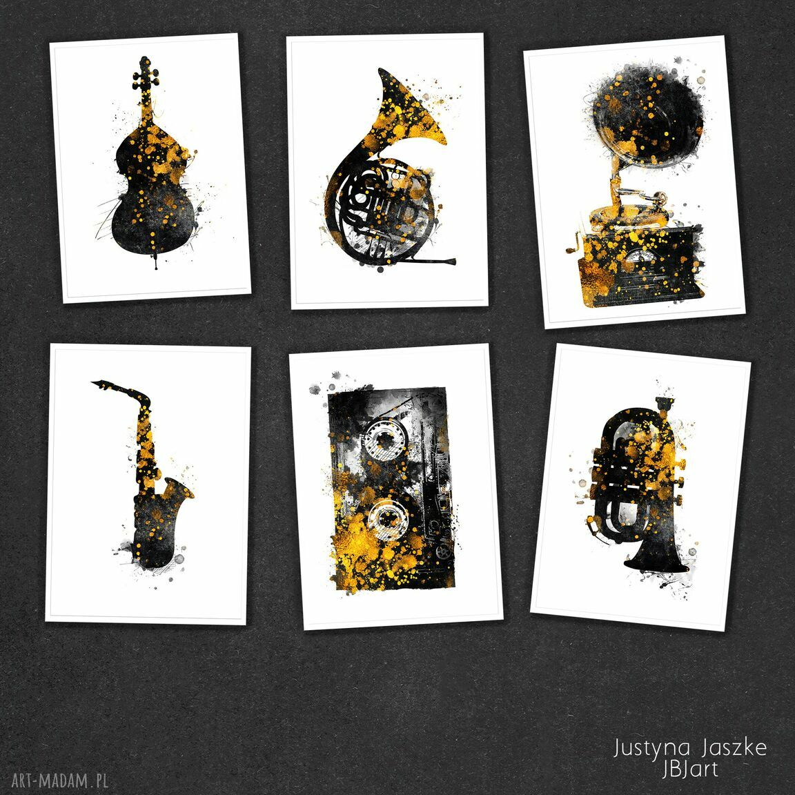 Zestaw muzyczny - 6 grafik 13x18 cm Justyna Jaszke
