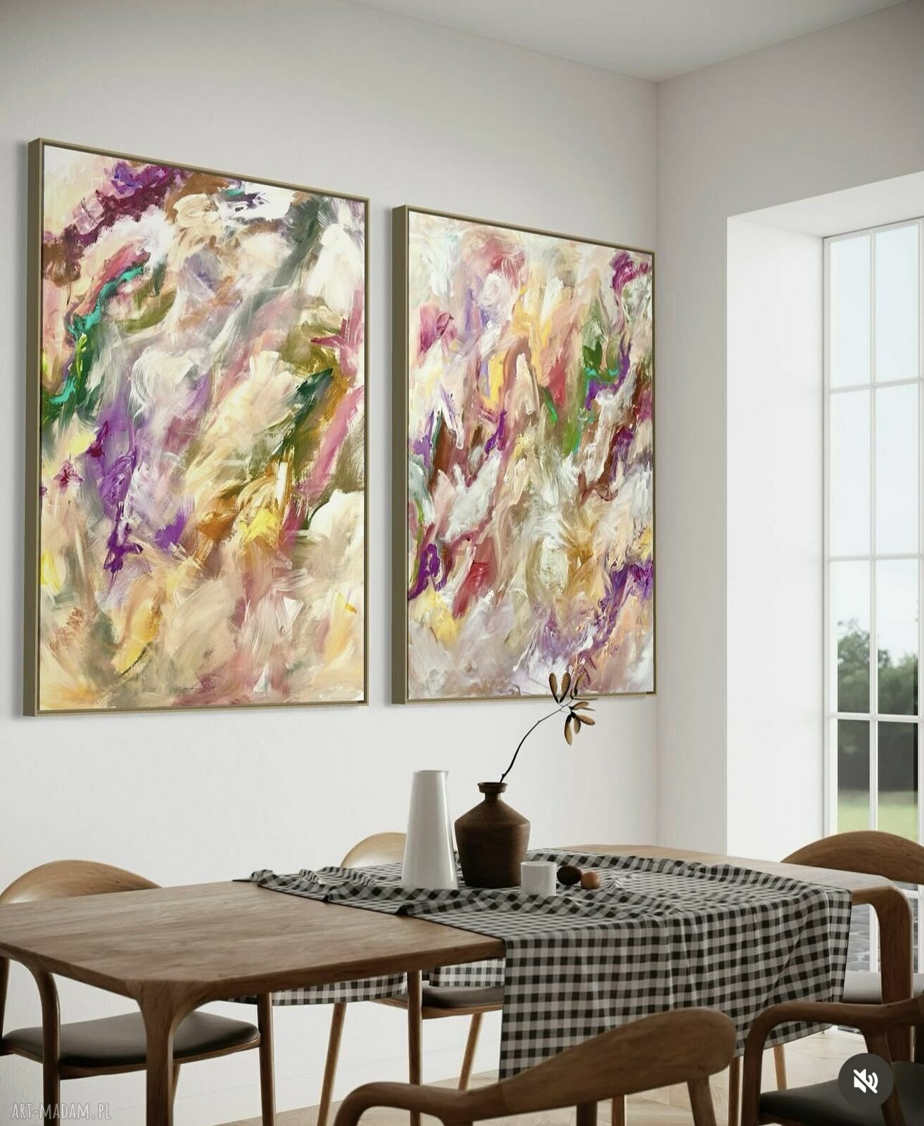 Zestaw nowoczesnych obrazów abstrakcyjnych 100x70 cm (2 szt.) - na płótnie lub papierze