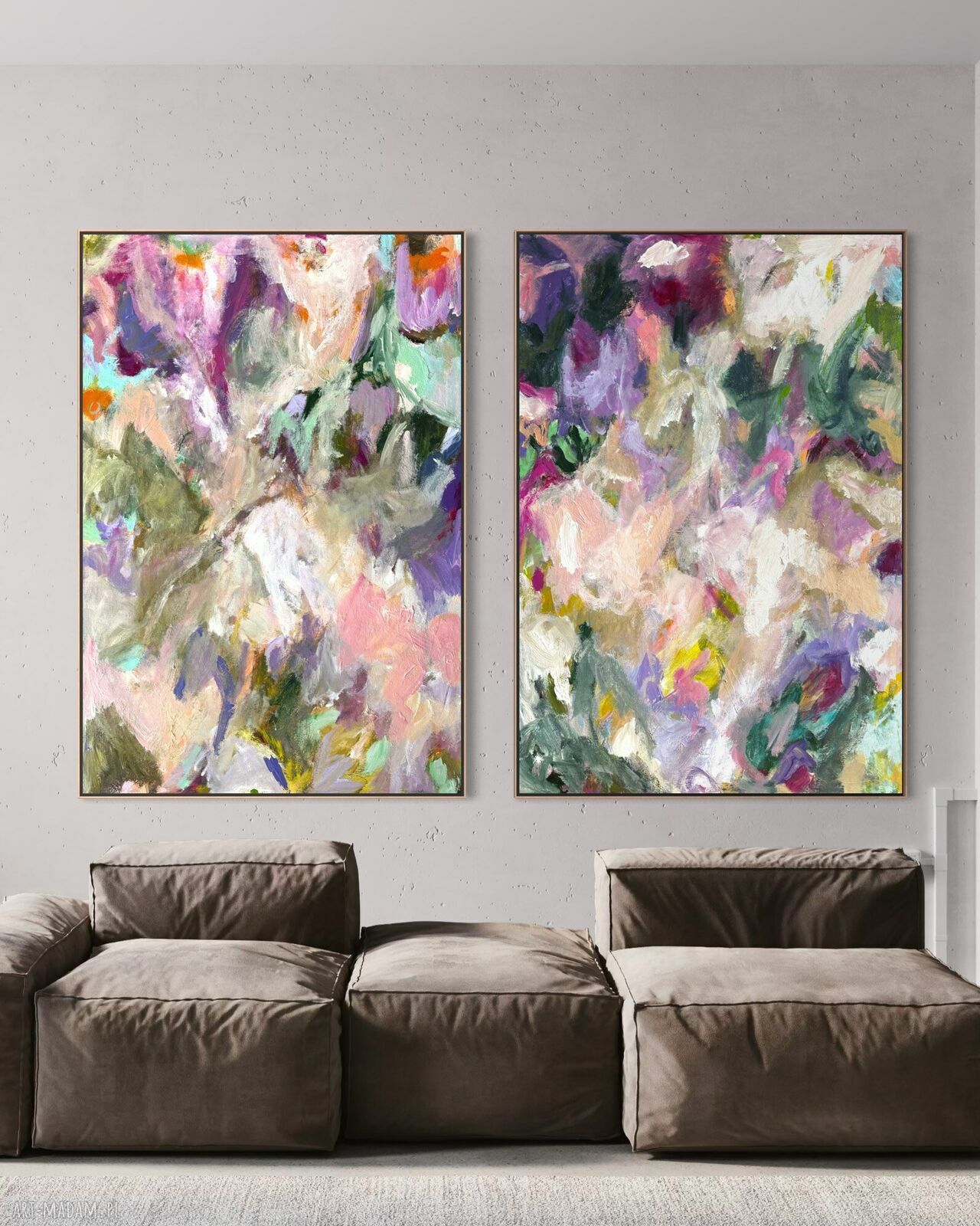 Zestaw obrazów 100x70 cm - nowoczesna abstrakcja ręcznie malowana akrylem