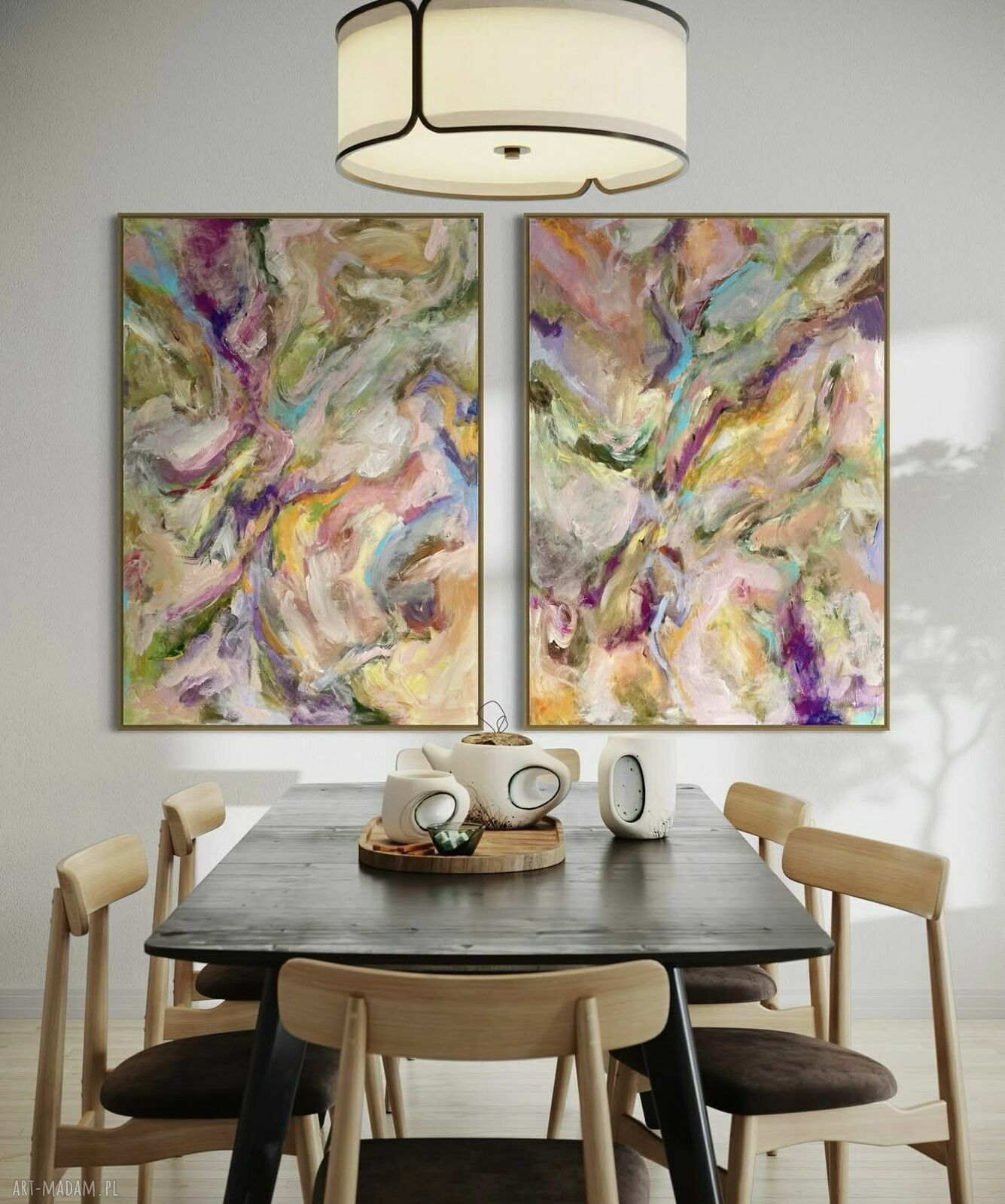 Zestaw autorskich obrazów ręcznie malowanych akrylem By Ferens 70x100 cm
