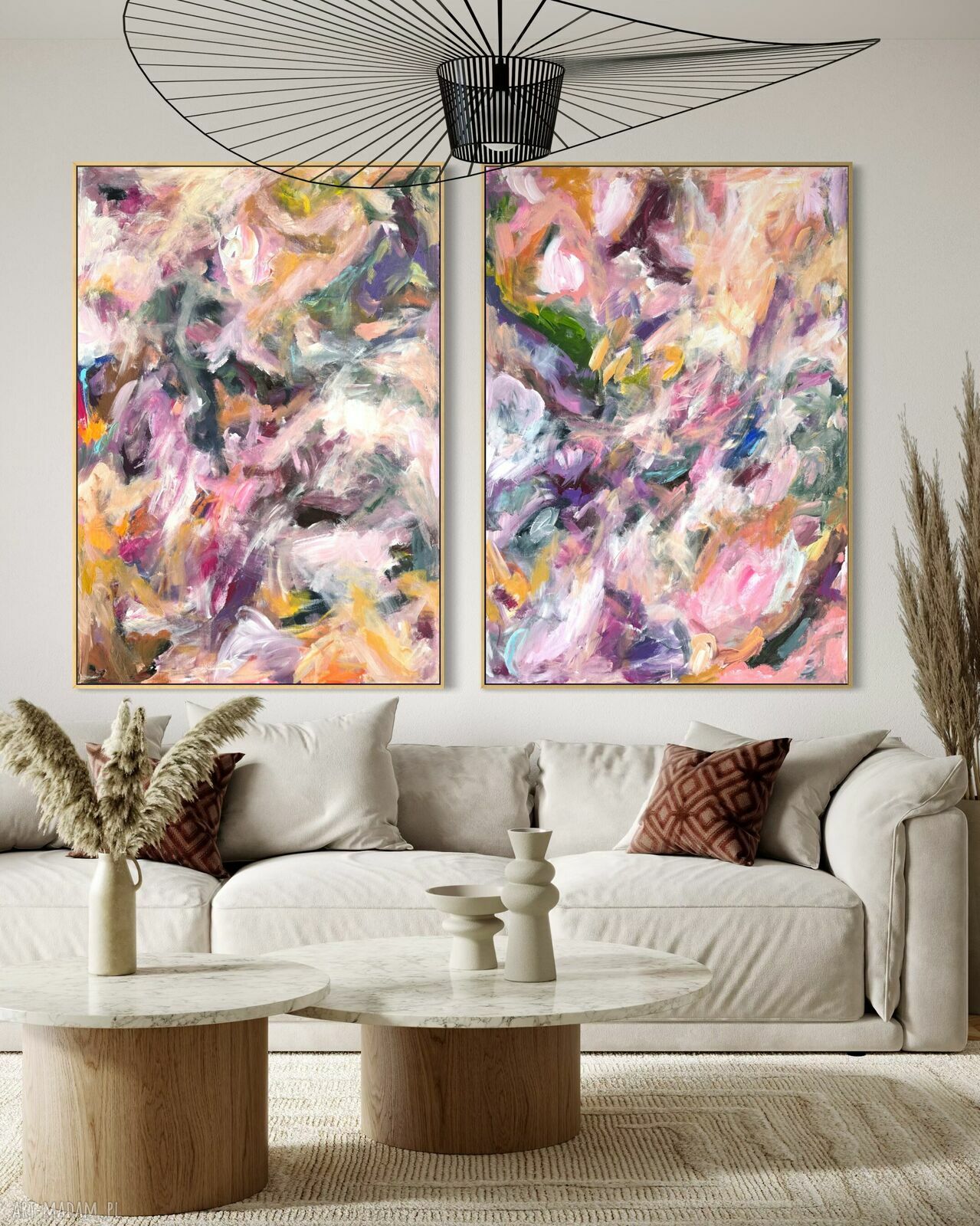 Zestaw obrazów 100x70 cm - abstrakcja na płótnie z akrylu