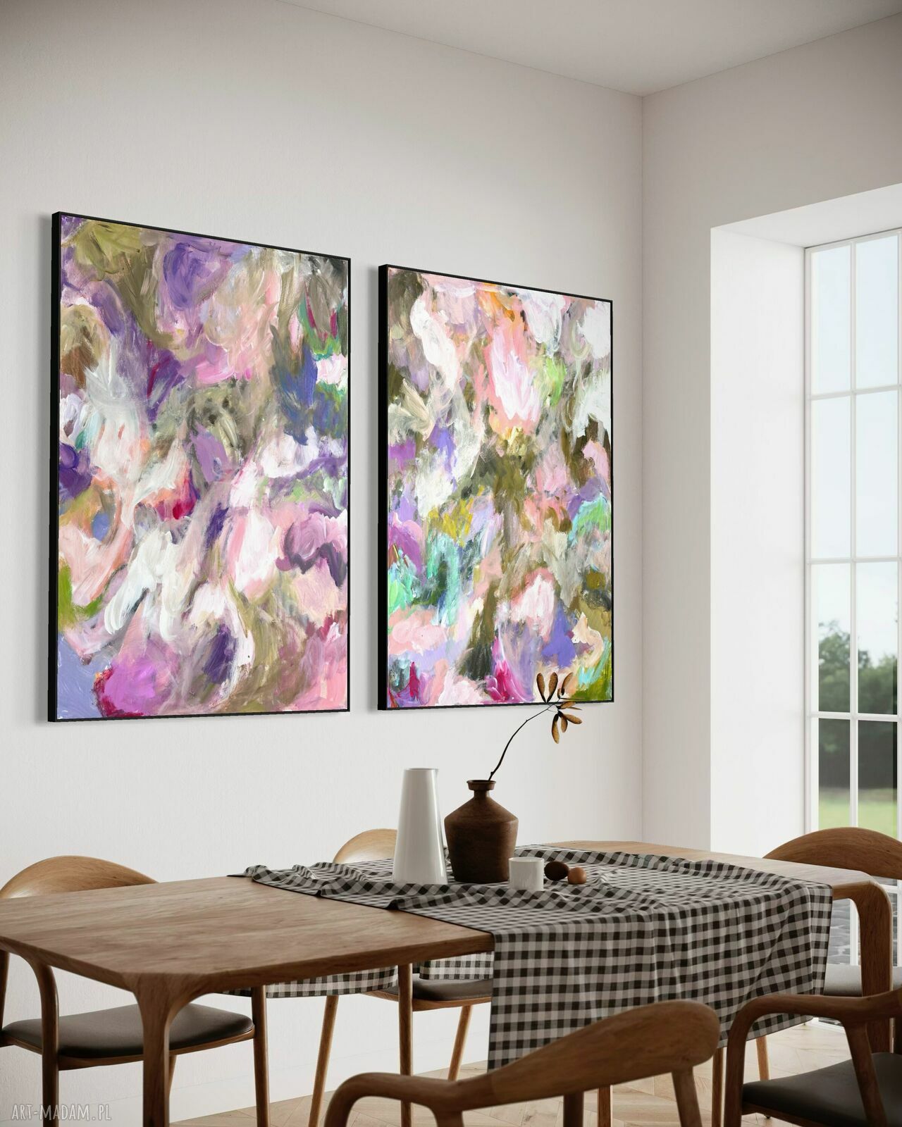 Zestaw obrazów 100x70 cm kolorowa abstrakcja - ręcznie malowany akryl