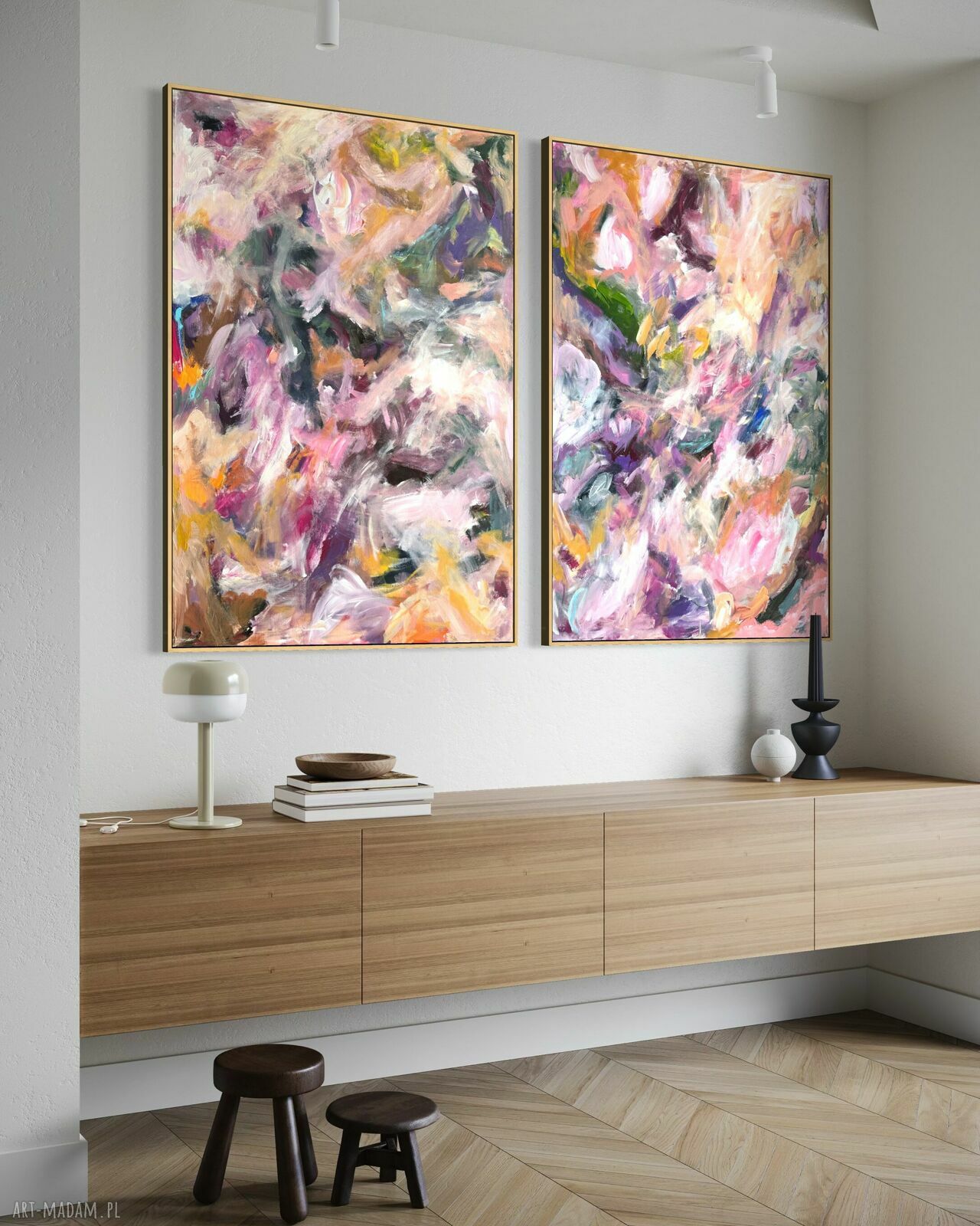 Zestaw obrazów 100x70 cm - abstrakcja na płótnie z akrylu