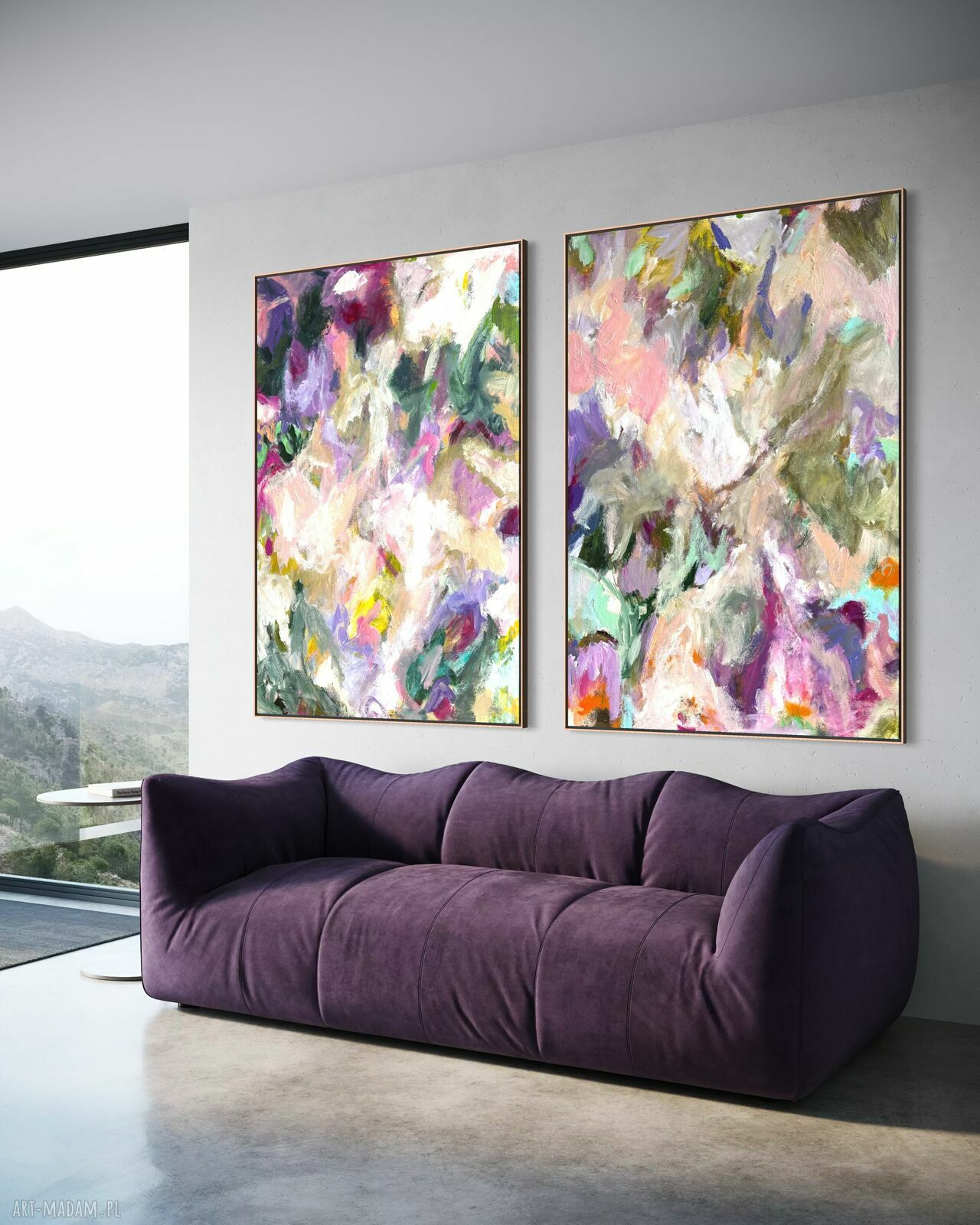 Zestaw obrazów 100x70 cm - nowoczesna abstrakcja ręcznie malowana akrylem