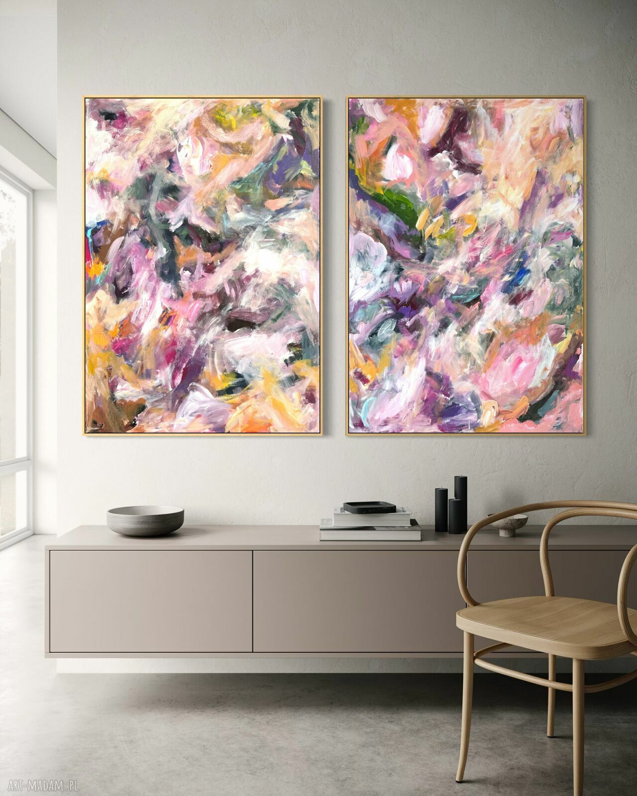 Zestaw obrazów 100x70 cm - abstrakcja na płótnie z akrylu