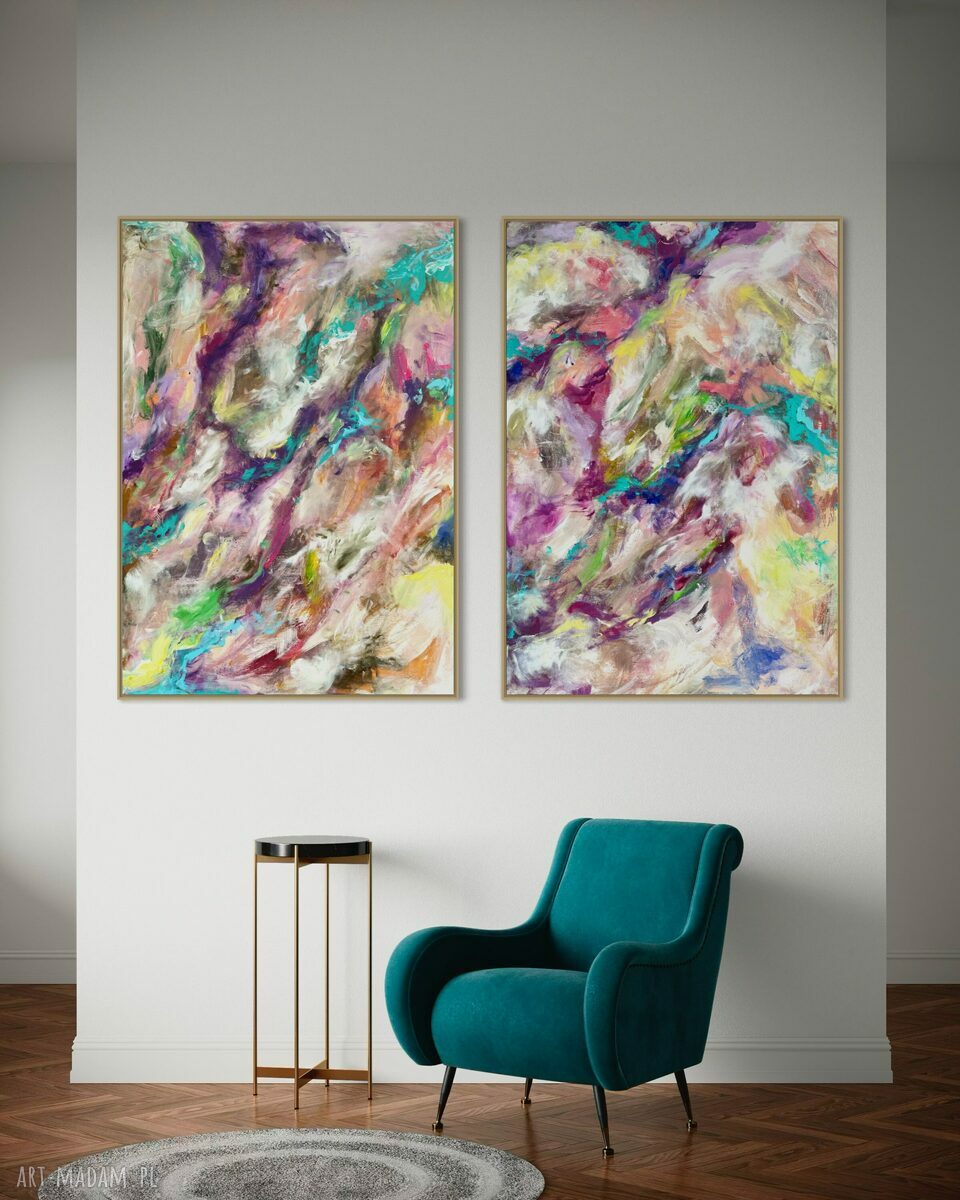 Nowoczesny zestaw obrazów 100x70 cm w odcieniach niebieskiego
