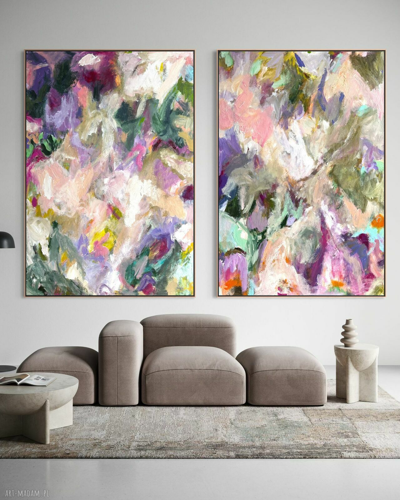 Zestaw obrazów 100x70 cm - nowoczesna abstrakcja ręcznie malowana akrylem