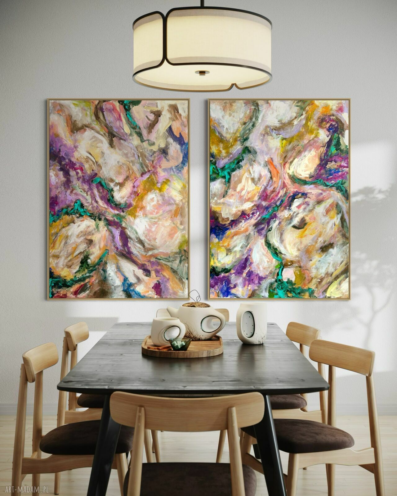 Dyptyk 100x80 cm - nowoczesne obrazy abstrakcyjne do salonu