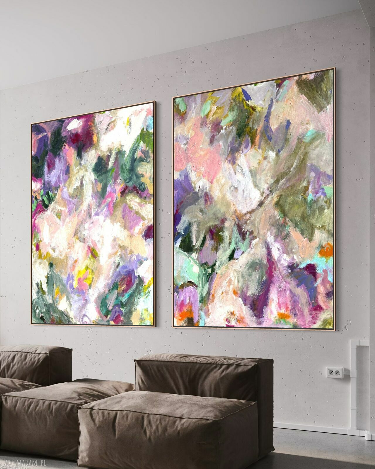 Zestaw obrazów 100x70 cm - nowoczesna abstrakcja ręcznie malowana akrylem