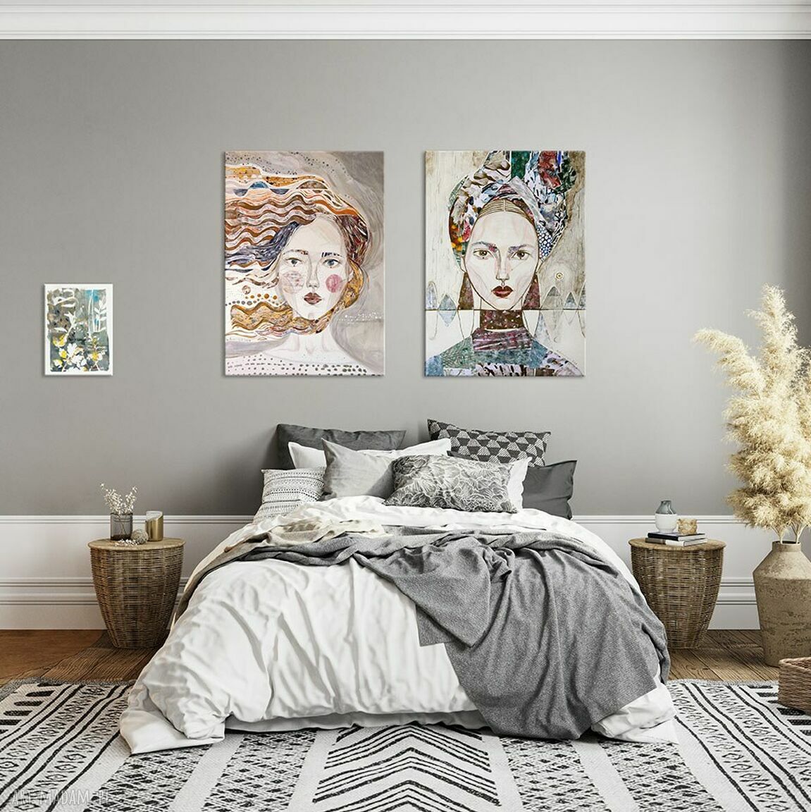 Zestaw dwóch obrazów 100x70 cm z portretem kobiety na płótnie