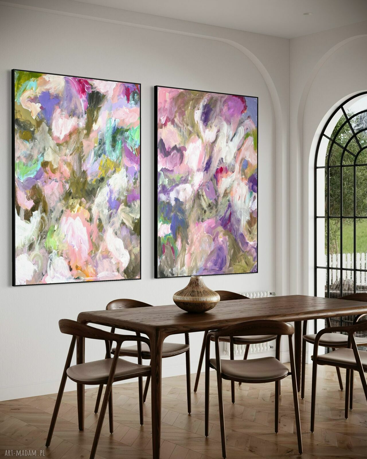 Zestaw obrazów 100x70 cm kolorowa abstrakcja - ręcznie malowany akryl