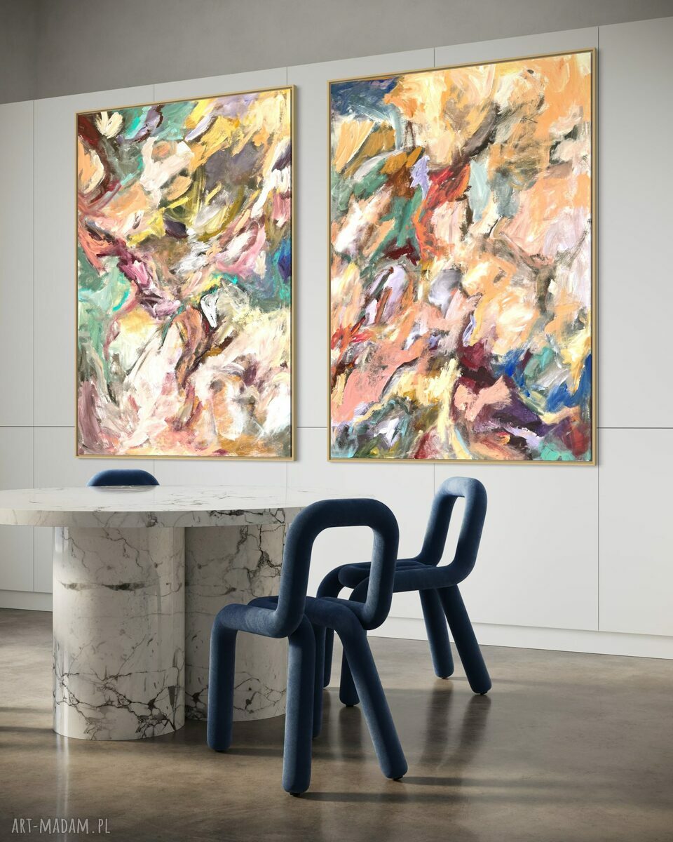 Zestaw 2 obrazów 100x70 cm z nowoczesną abstrakcją