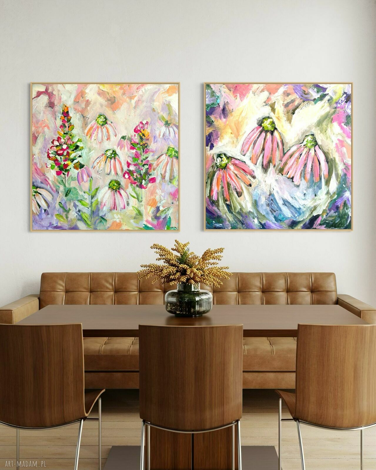 Zestaw obrazów ręcznie malowanych 80x80 cm - abstrakcja na płótnie