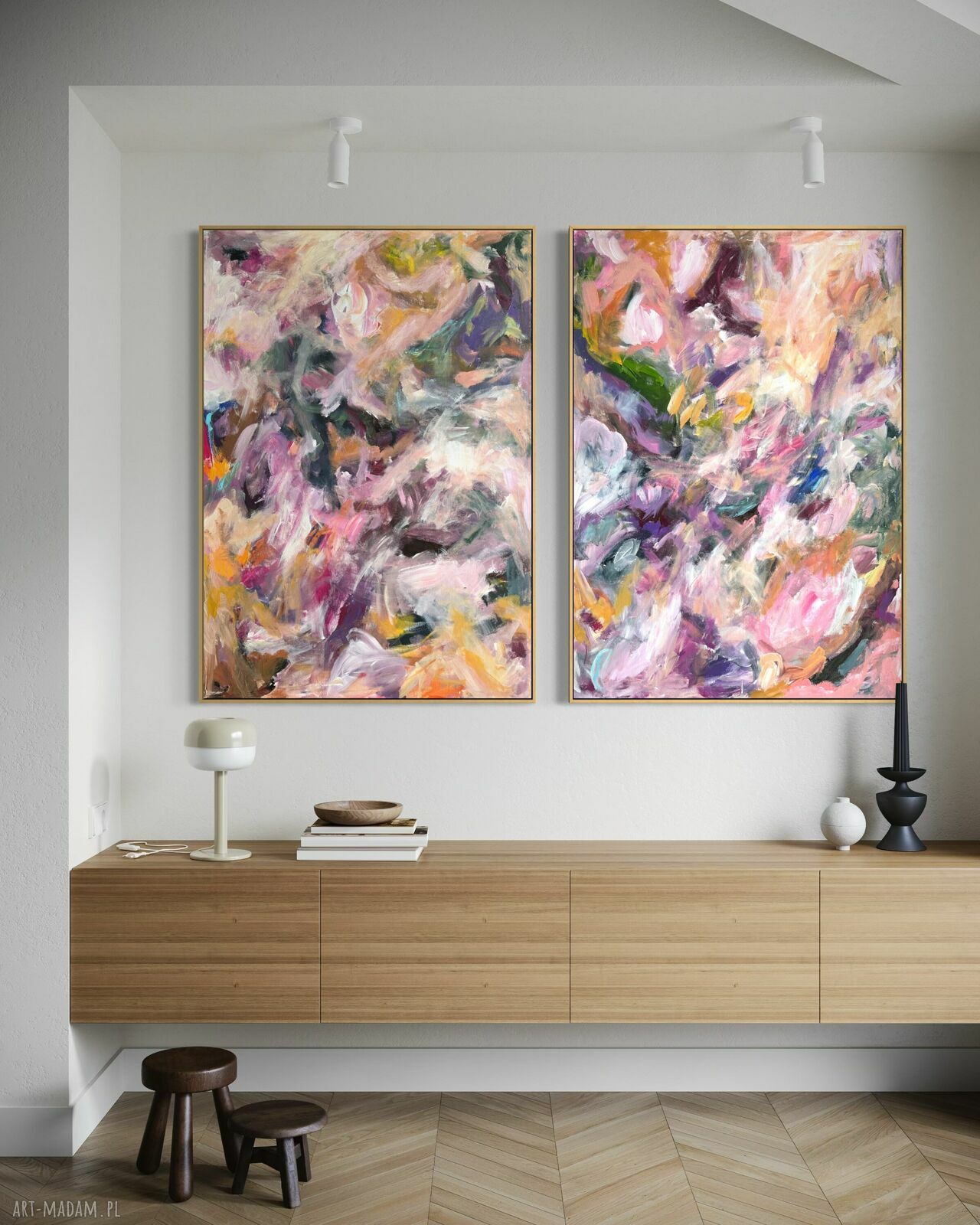 Zestaw obrazów 100x70 cm - abstrakcja na płótnie z akrylu