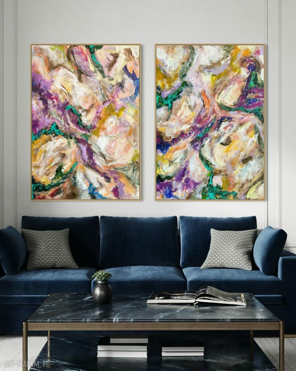 Dyptyk 100x80 cm - nowoczesne obrazy abstrakcyjne do salonu