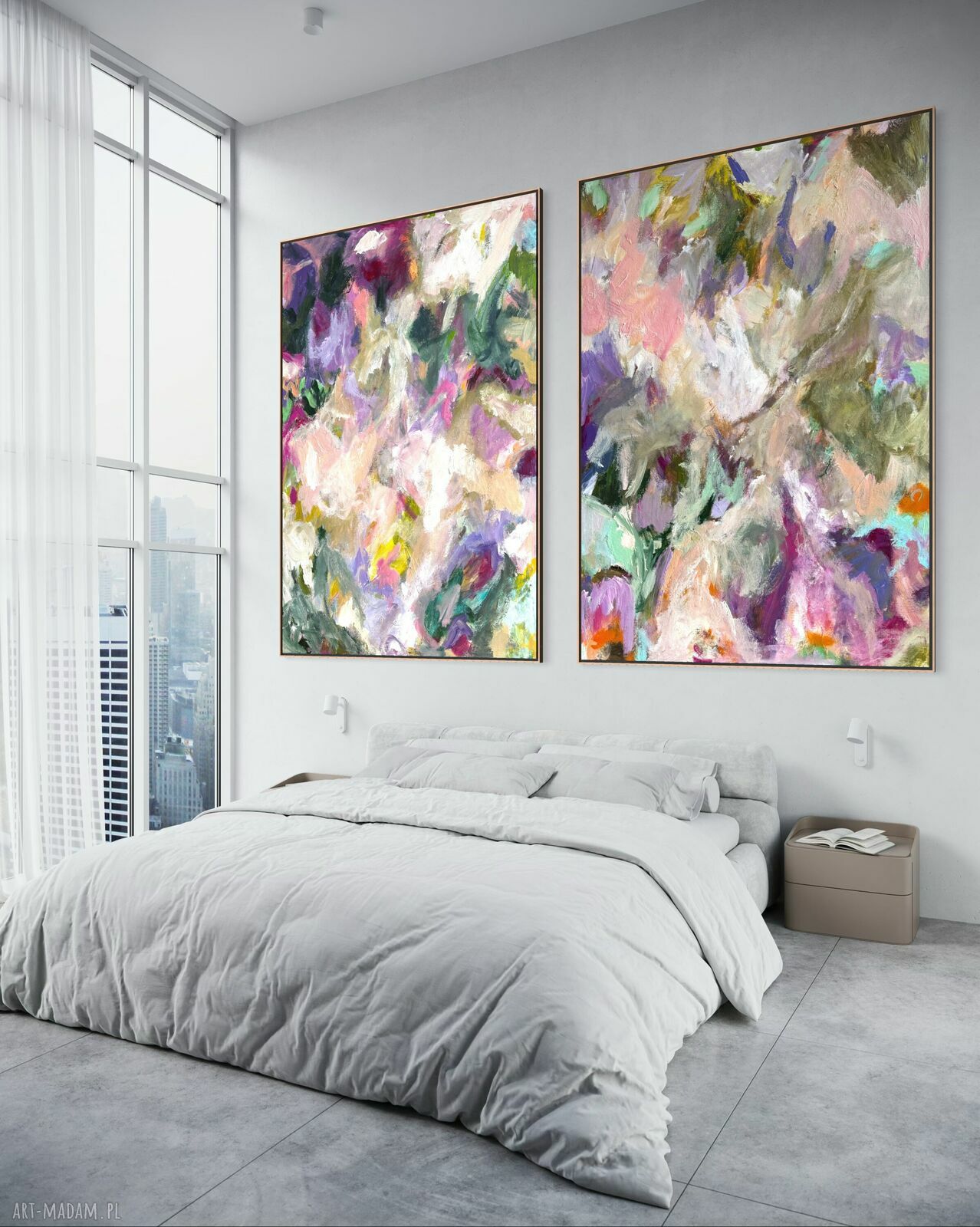 Zestaw obrazów 100x70 cm - nowoczesna abstrakcja ręcznie malowana akrylem