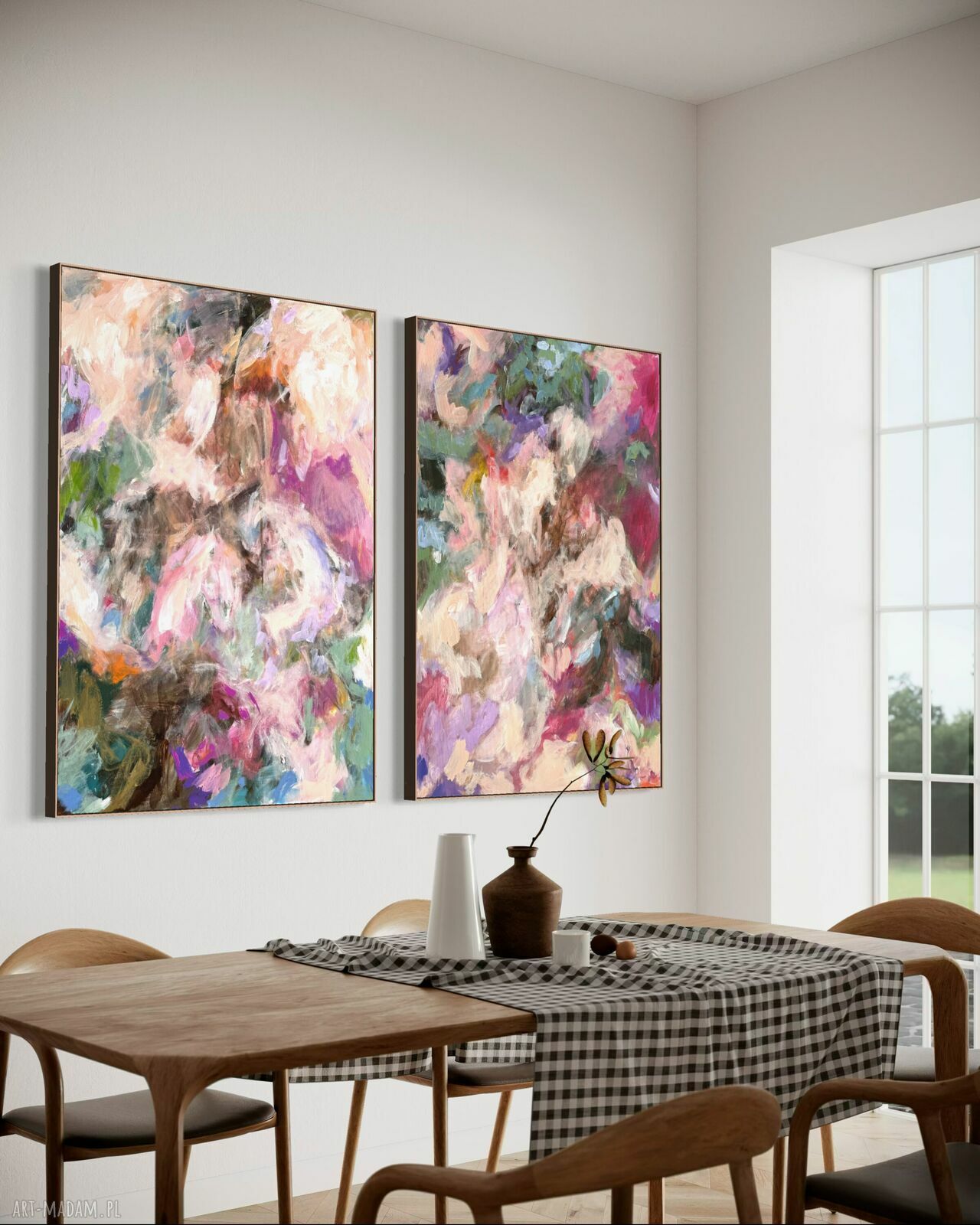 Zestaw obrazów ręcznie malowanych 100x70 cm - abstrakcja na płótnie