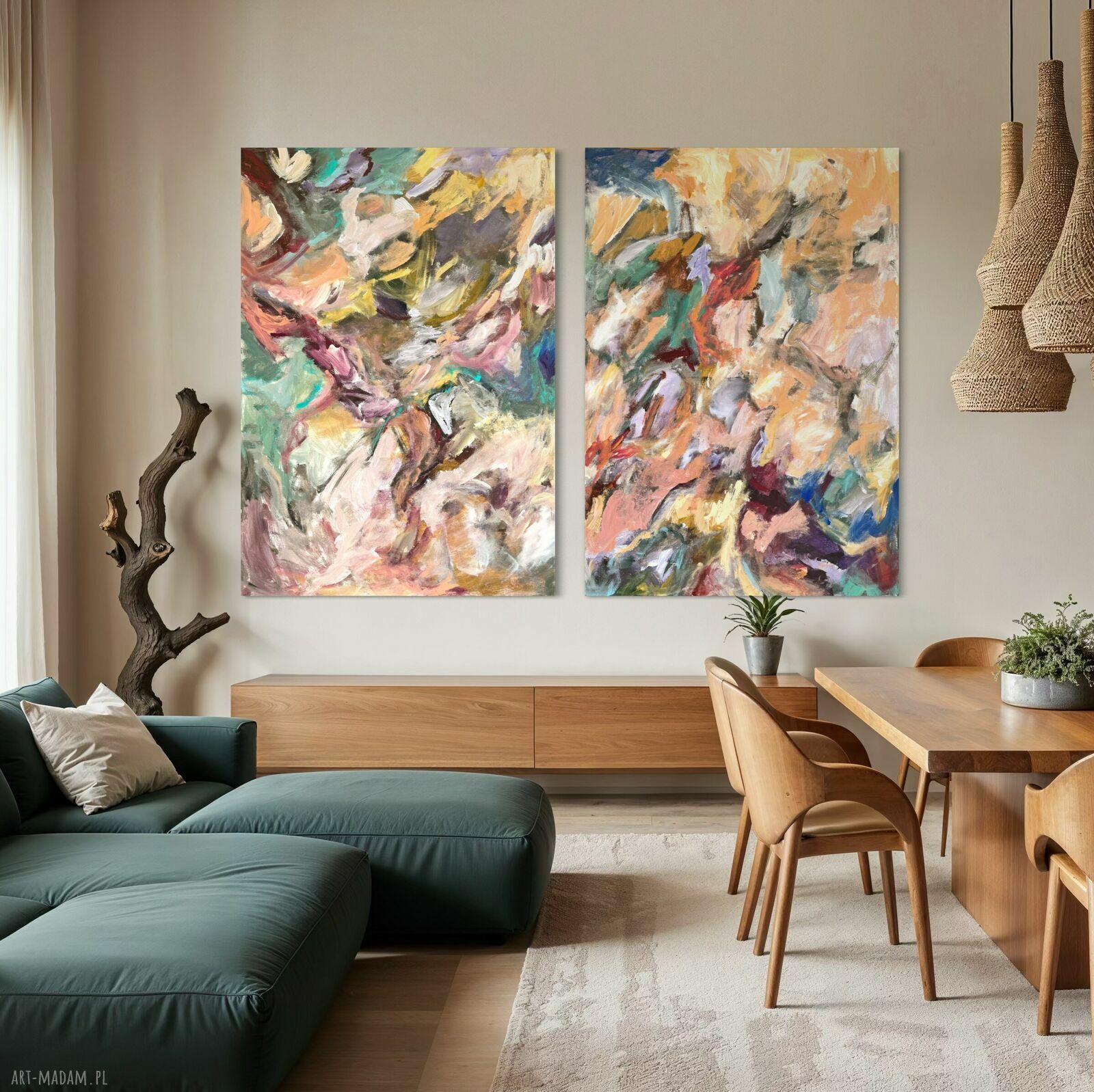 Zestaw obrazów malowanych 100x70 cm