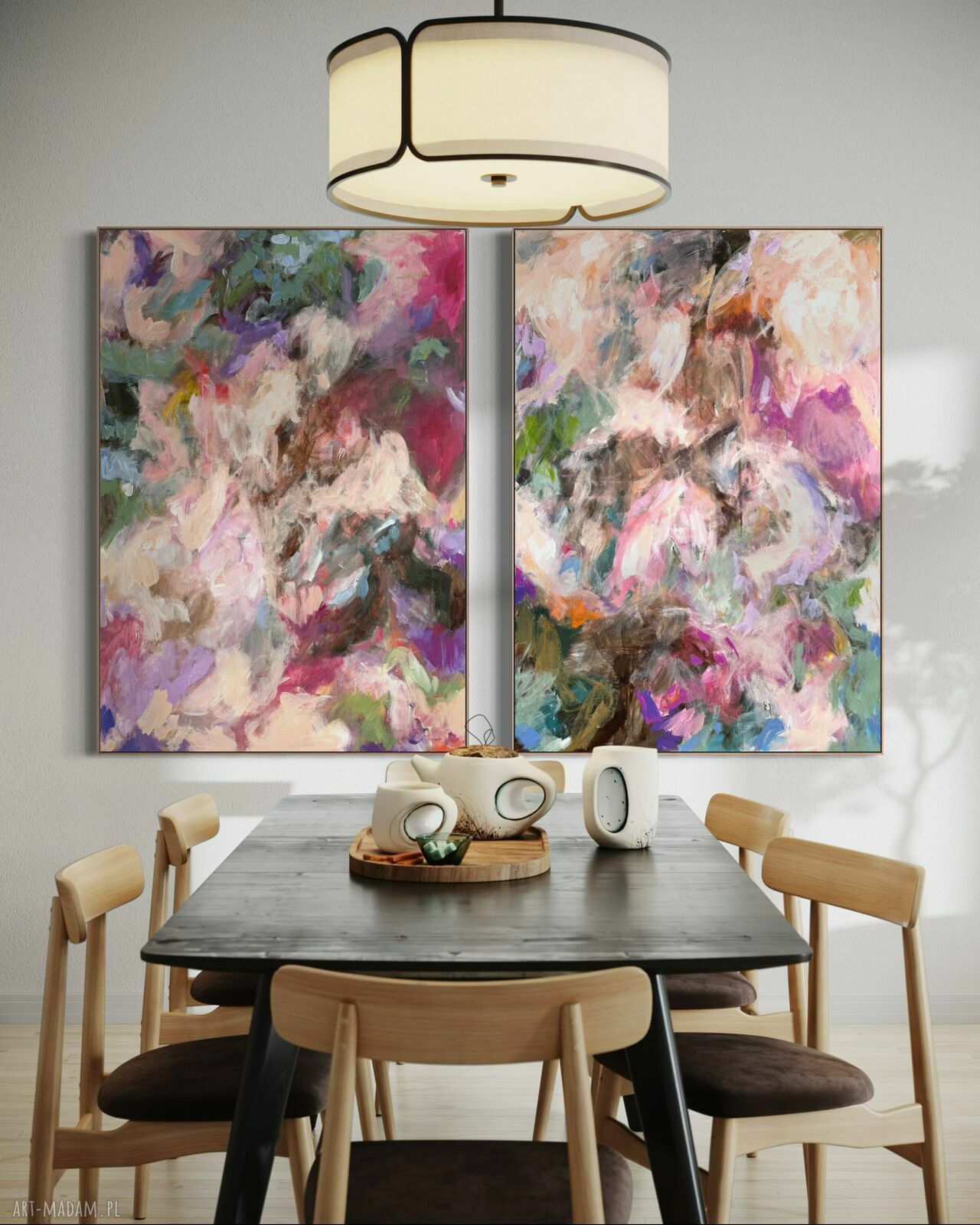 Zestaw obrazów ręcznie malowanych 100x70 cm - abstrakcja na płótnie