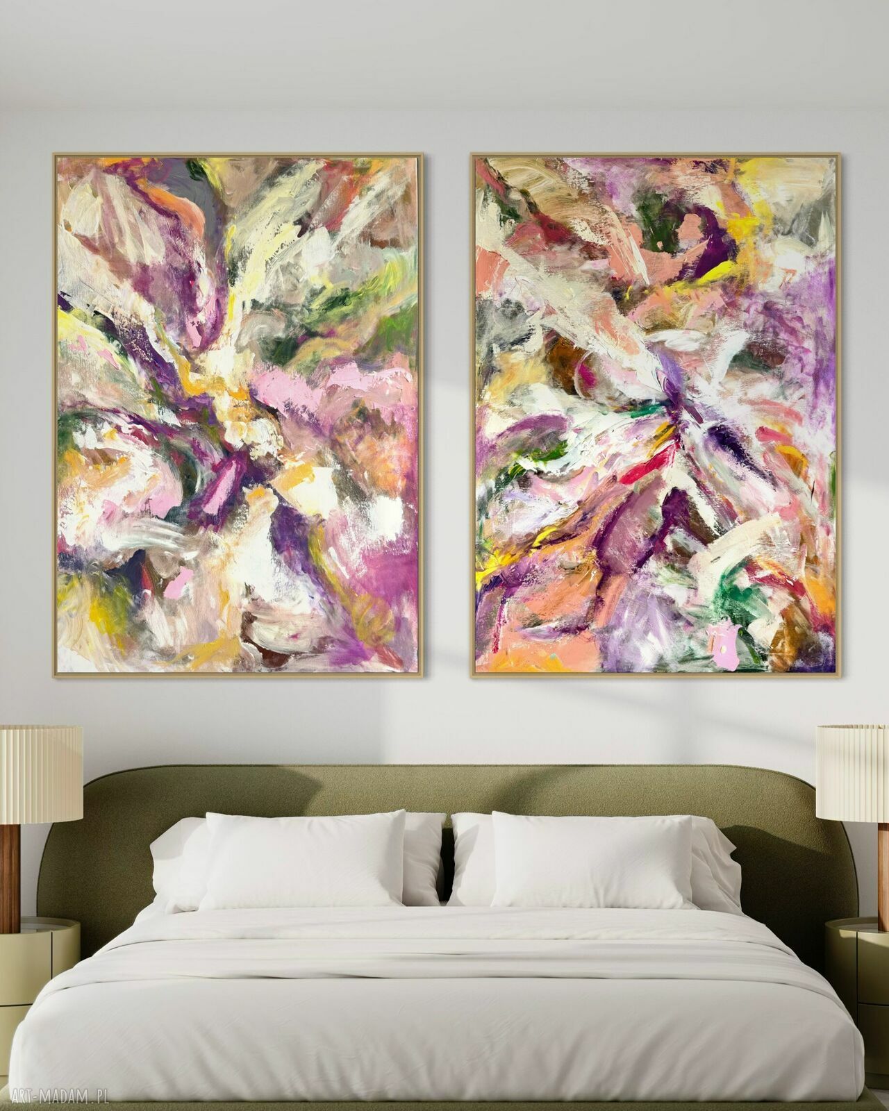 Zestaw obrazów ręcznie malowanych 100x140 cm (2 obrazy po 100x70)