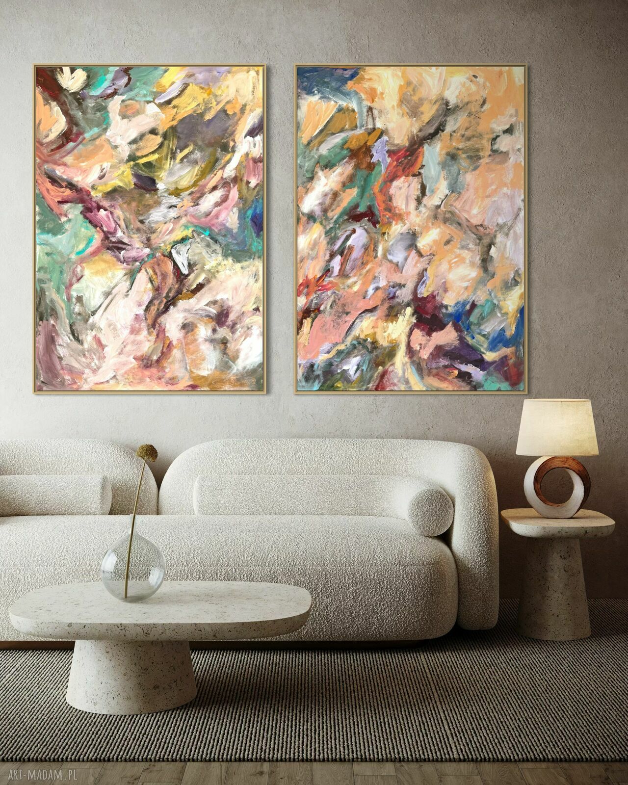 Zestaw 2 obrazów 100x70 cm z nowoczesną abstrakcją