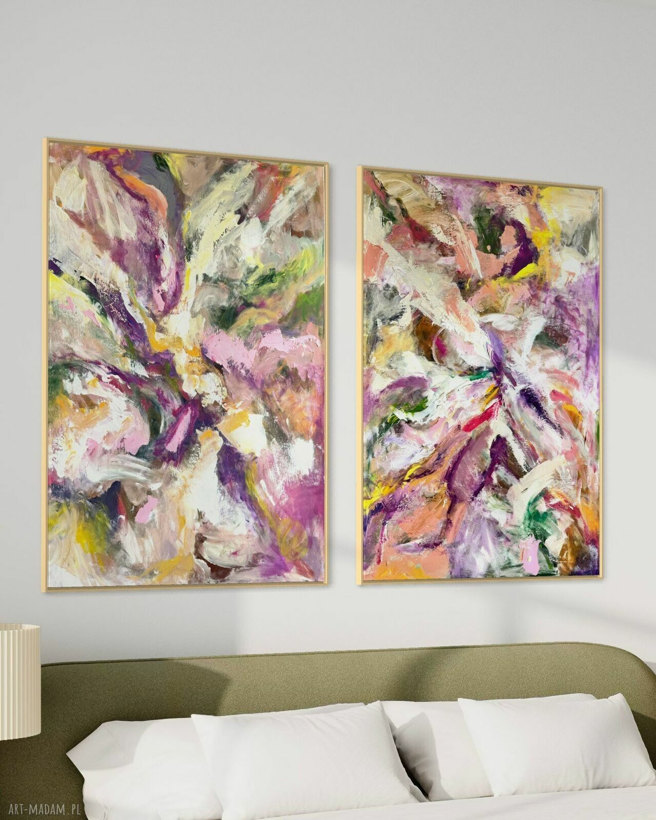 Zestaw obrazów ręcznie malowanych 100x140 cm 2 obrazy po 100x70