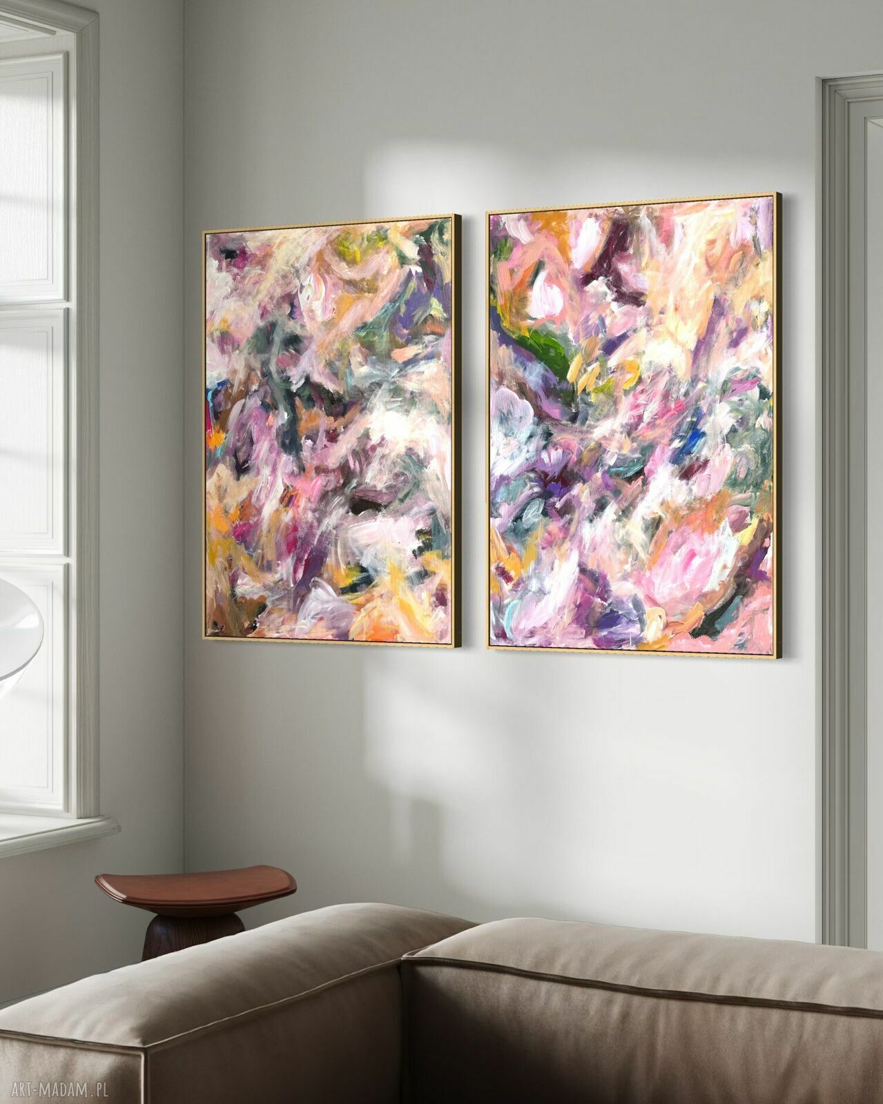 Zestaw obrazów 100x70 cm - abstrakcja na płótnie z akrylu
